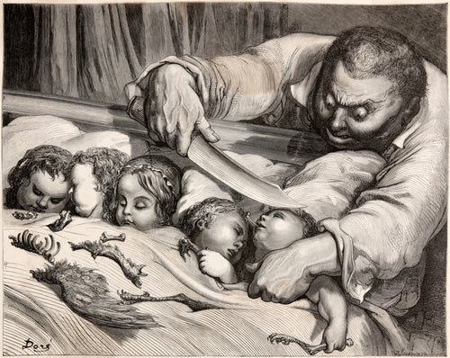 Gustave Doré — Tom Thumb: The Ogre and His Sleeping Daughters | Fairy Tale Illustration Print - 9ArtPrints