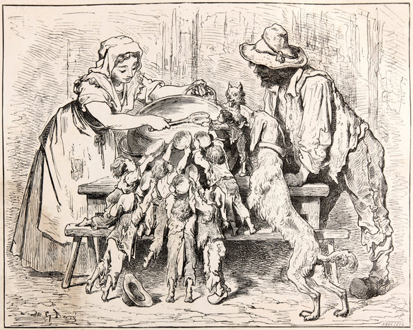 Gustave Doré — Tom Thumb: The Woodcutter's Family at Supper | Fairy Tale Illustration Print