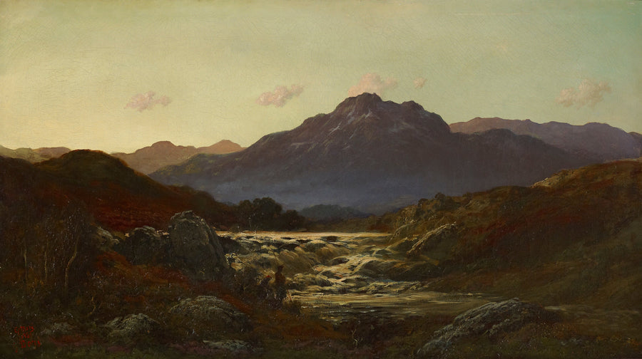 Gustave Doré — Torrent in the Highlands | Fine Art Print shown to scale on a wall above a sofa