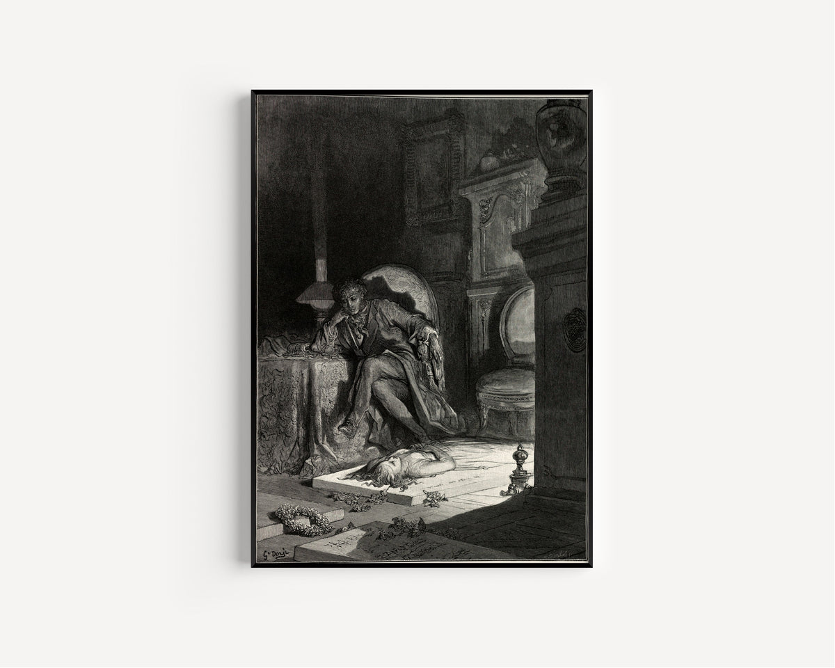 Gustave Doré — Upon the velvet sinking | Gothic Illustration Print - 9ArtPrints