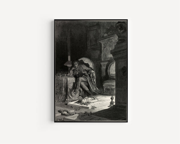 Gustave Doré — Upon the velvet sinking | Gothic Illustration Print