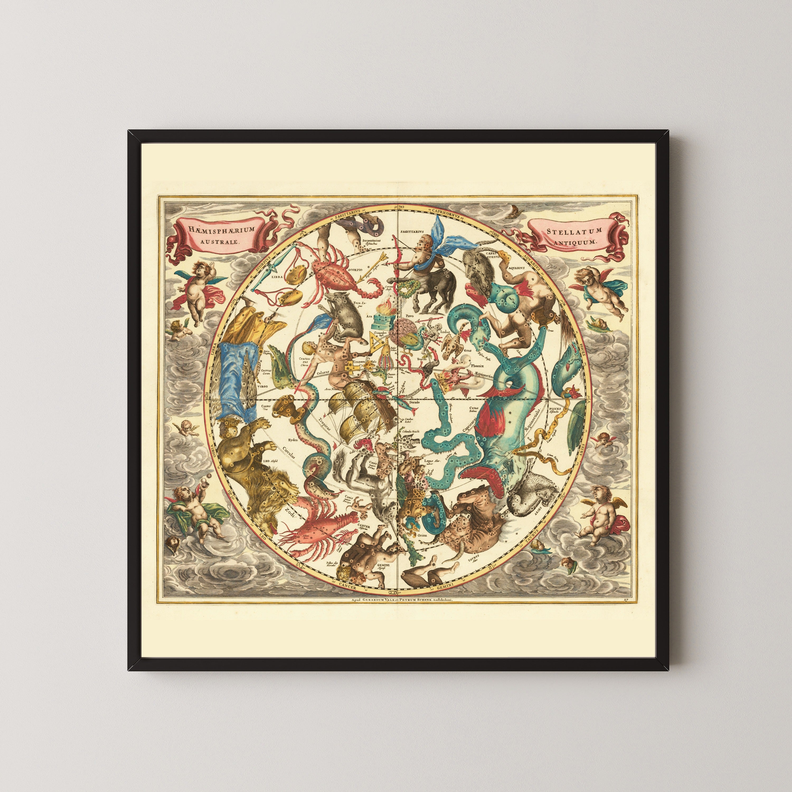 Andreas Cellarius — The Ancient Southern Starry Hemisphere (Plate 27) | Celestial Map Print