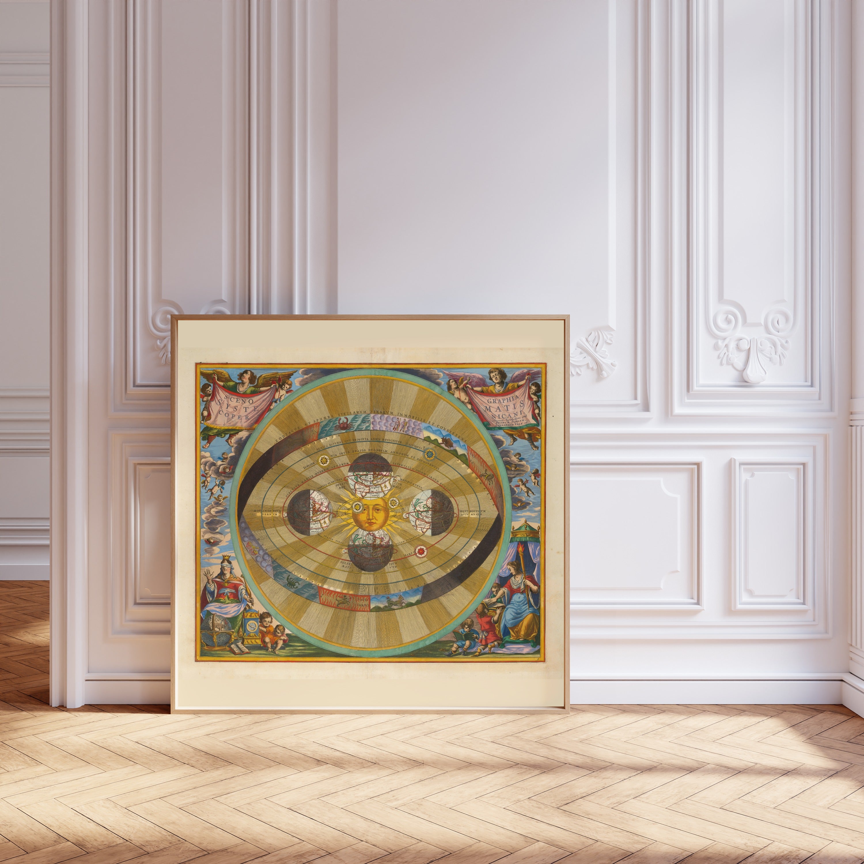 Andreas Cellarius — A Scenographic View of the Copernican System (Plate 5, Azure Colouring) | Celestial Map Print