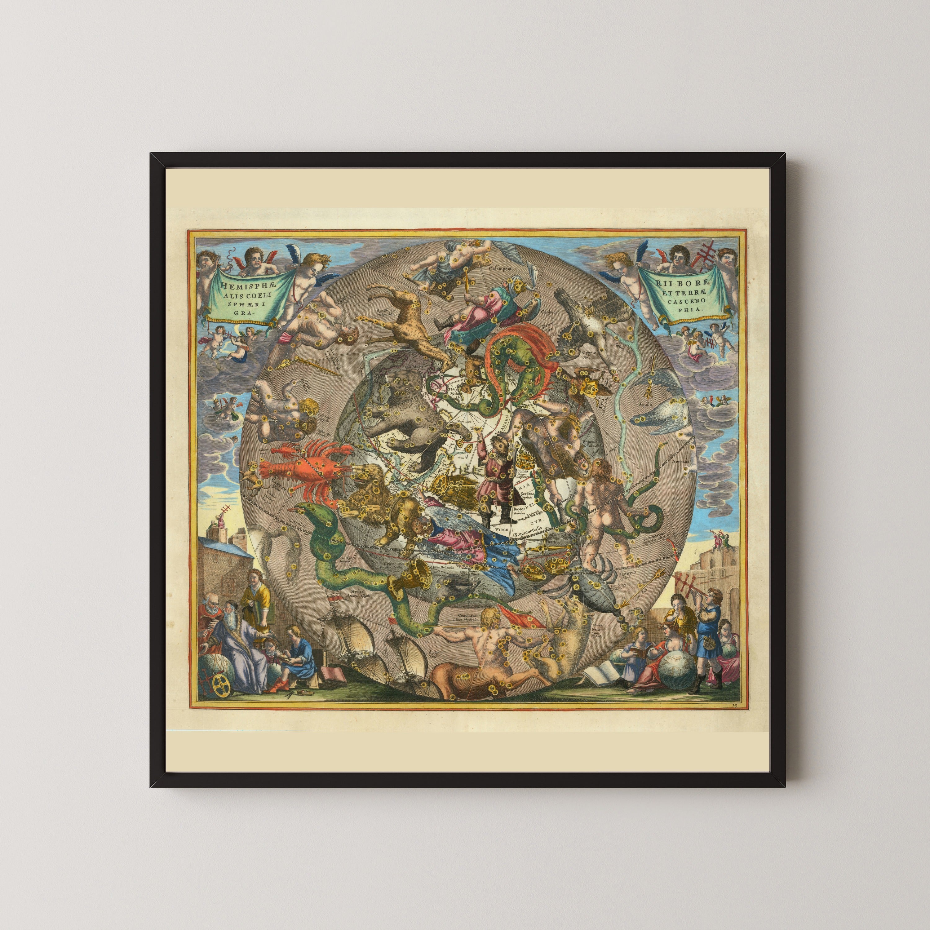 Andreas Cellarius — A Spherical View of the Northern Heaven and Earth (Plate 25) | Celestial Map Print