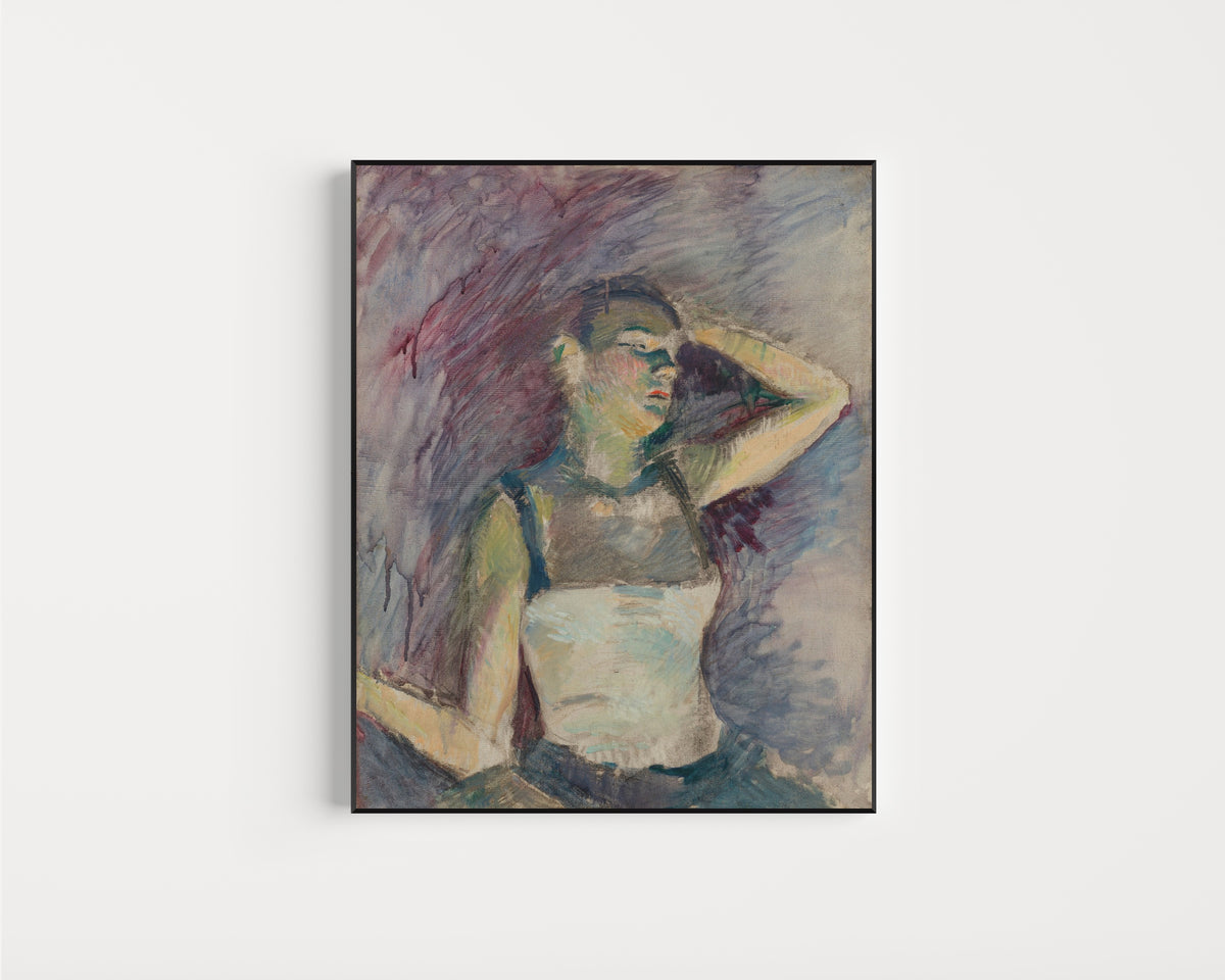 Framed art print of Étude de danseuse by Henri de Toulouse-Lautrec, in a slim black frame on a plain white wall