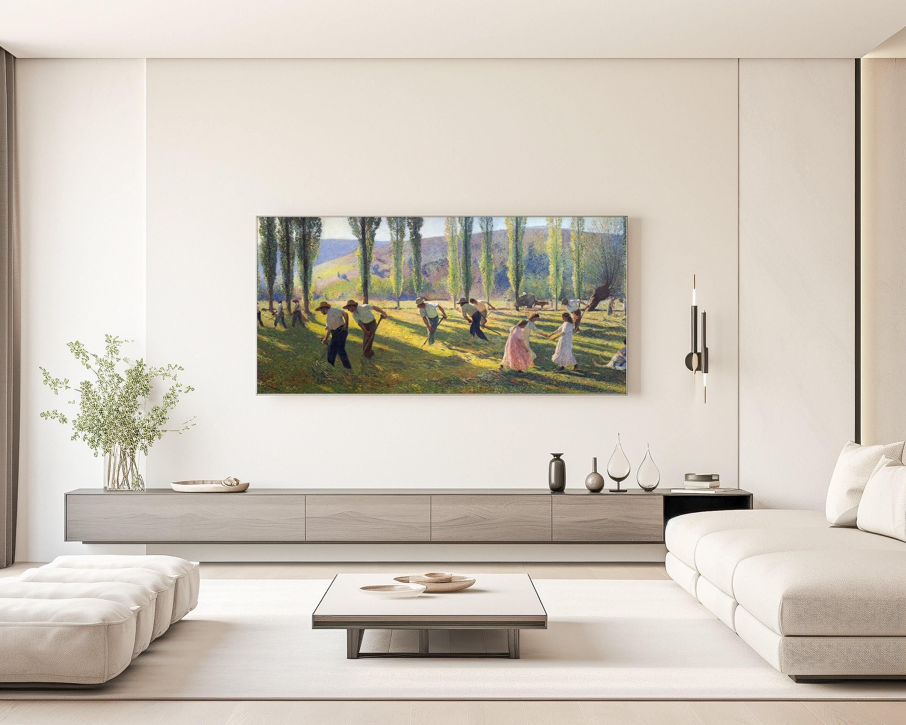 Henri Martin - Mowers or Summer | A Remarkably Tranquil and Gorgeous Vintage Impressionist Panoramic Art (available framed or unframed) 2x1 - 9ArtPrints