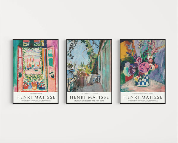 Henri Matisse — Statement Trio | Open Window, St. Tropez & Peonies | Fauvist Art Print
