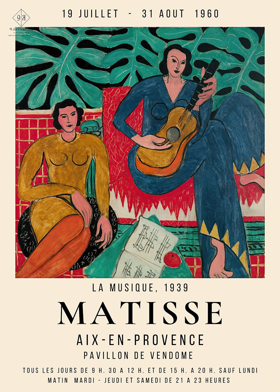 Henri Matisse - La Musique | Famous Painting Exhibition Poster (available handframed or unframed) - 9ArtPrints