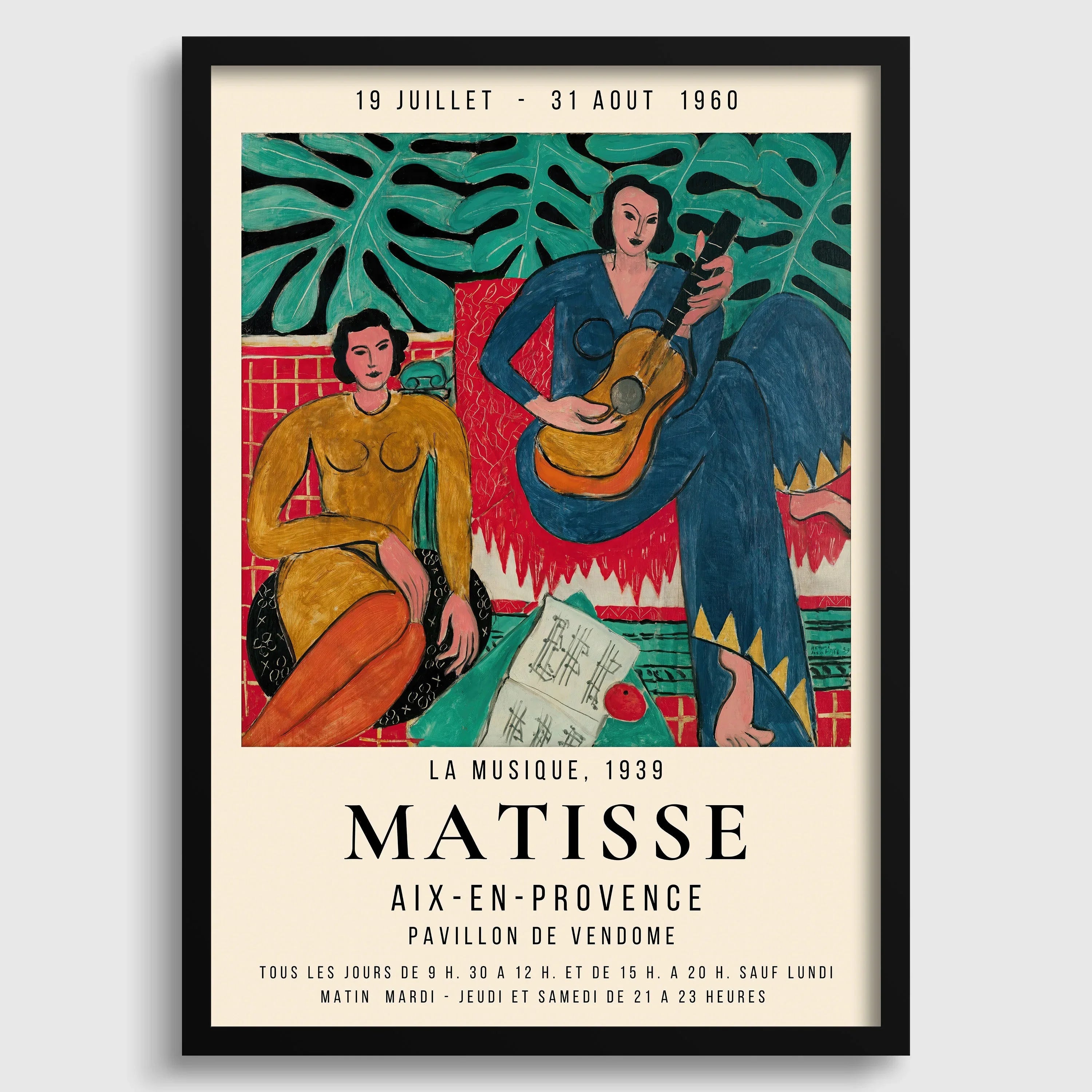 Henri Matisse - La Musique | Famous Painting Exhibition Poster (available handframed or unframed) - 9ArtPrints