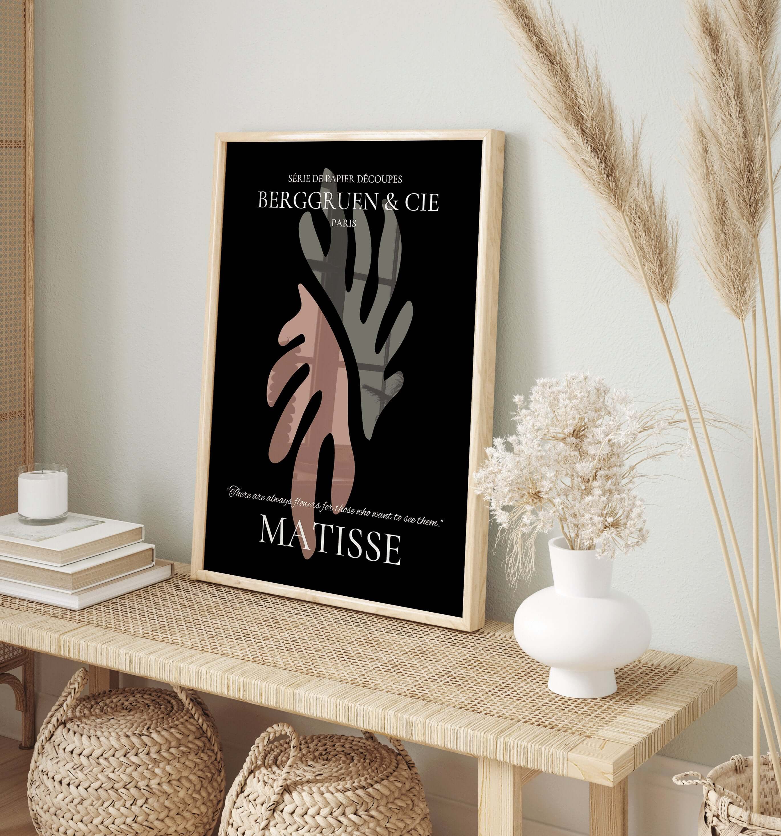 Henri Matisse - Leaf Poster Papier Decoupes | Exhibition Poster in Black and Brown Famous Painting (available framed or unframed) - 9ArtPrints