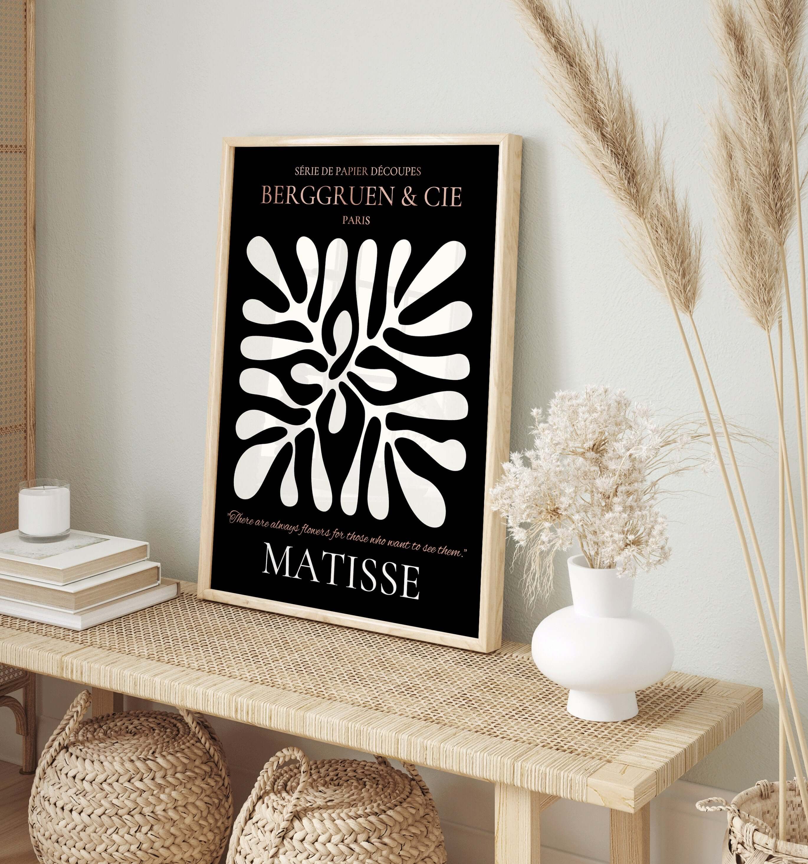 Henri Matisse - Leaf Poster Papier Decoupes | Exhibition Poster in Black and Brown Famous Painting (available framed or unframed) - 9ArtPrints