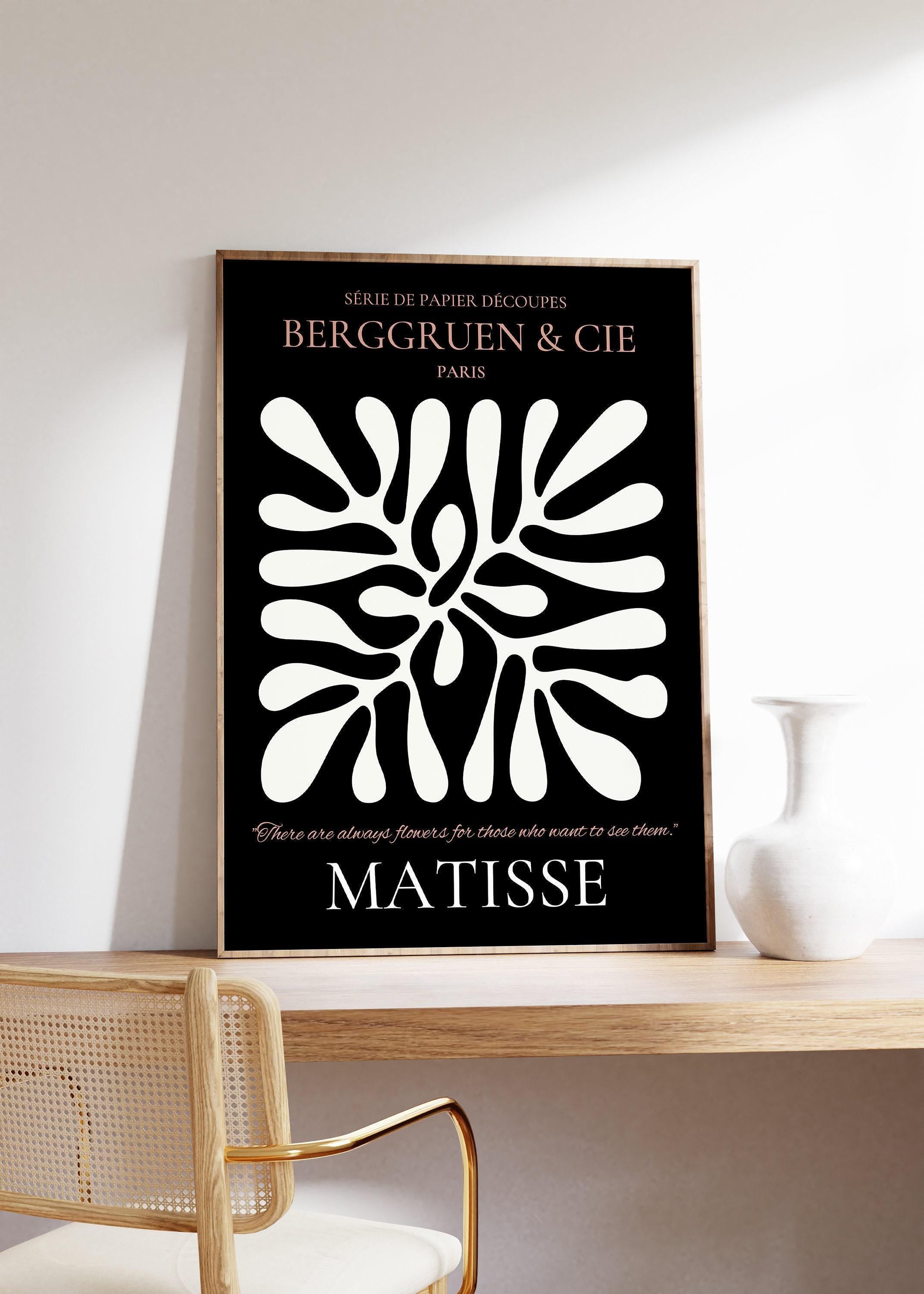 Henri Matisse - Leaf Poster Papier Decoupes | Exhibition Poster in Black and Brown Famous Painting (available handframed or unframed) - 9ArtPrints