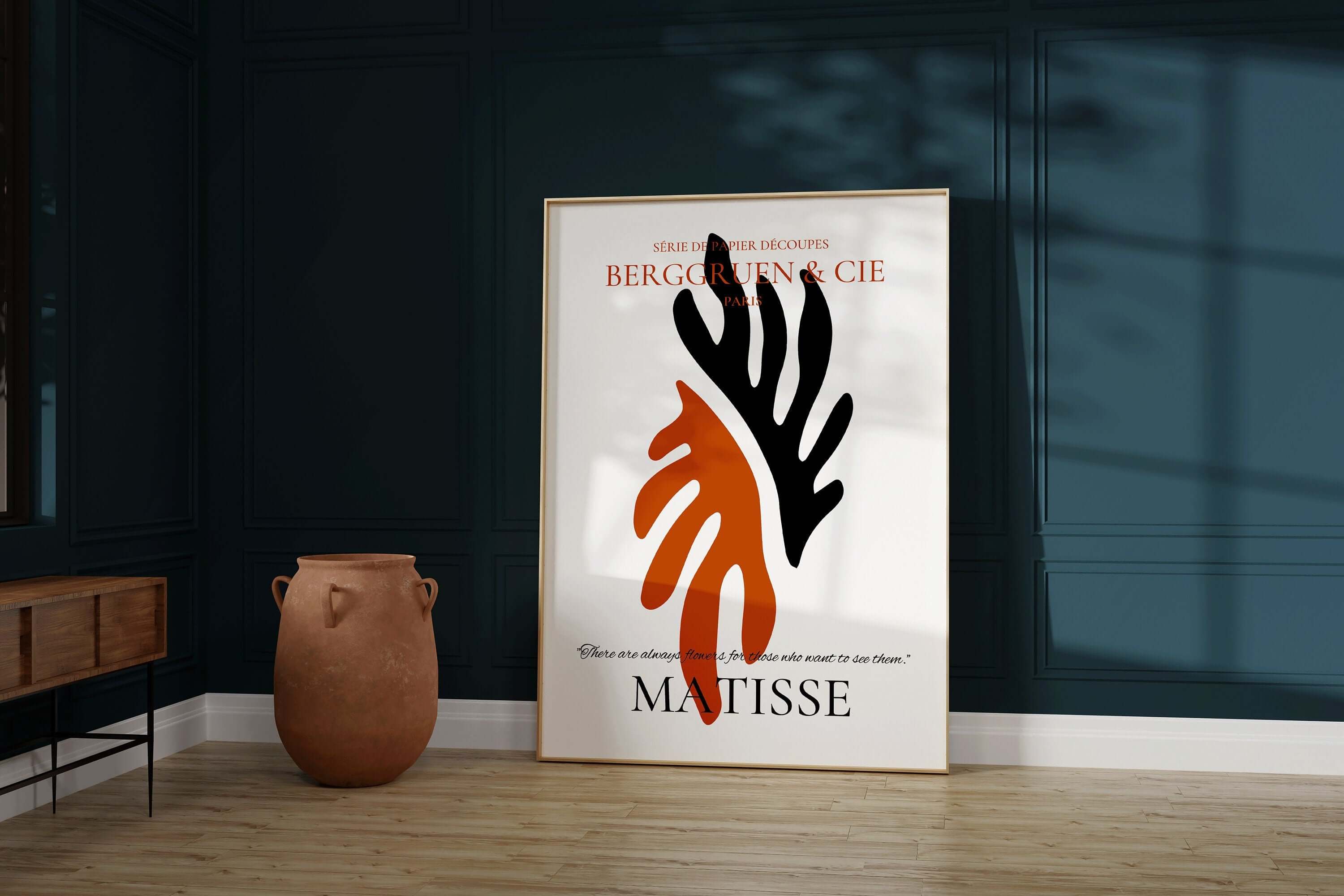 Henri Matisse - Leaf Poster Papier Decoupes | Exhibition Poster in Burnt Orange and Black Famous Painting (available framed or unframed) - 9ArtPrints