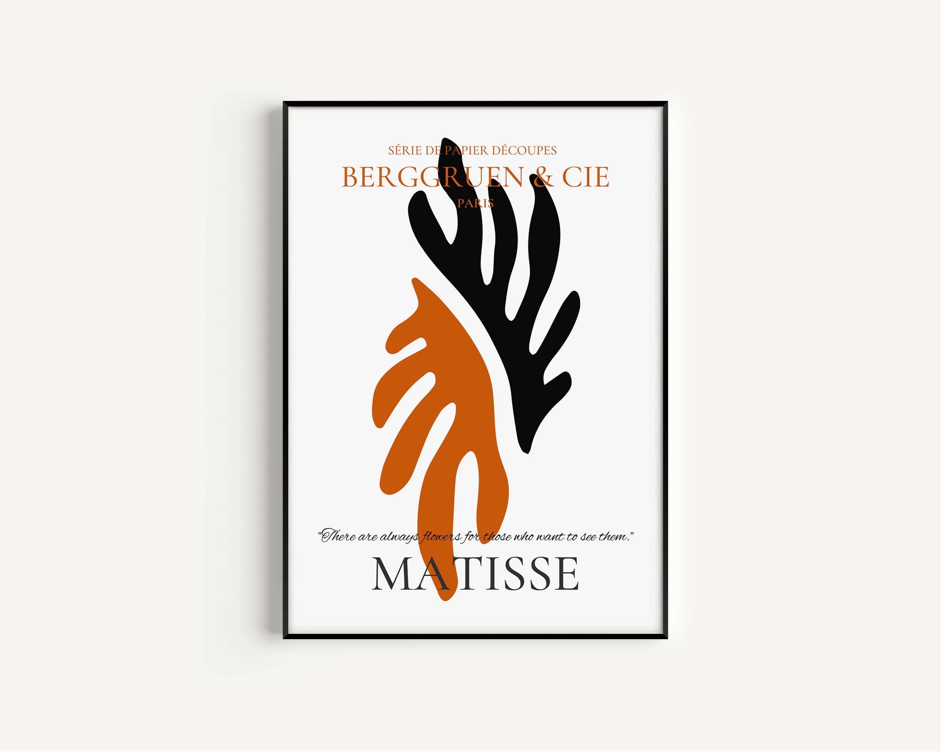 Henri Matisse - Leaf Poster Papier Decoupes | Exhibition Poster in Burnt Orange and Black Famous Painting (available framed or unframed) - 9ArtPrints