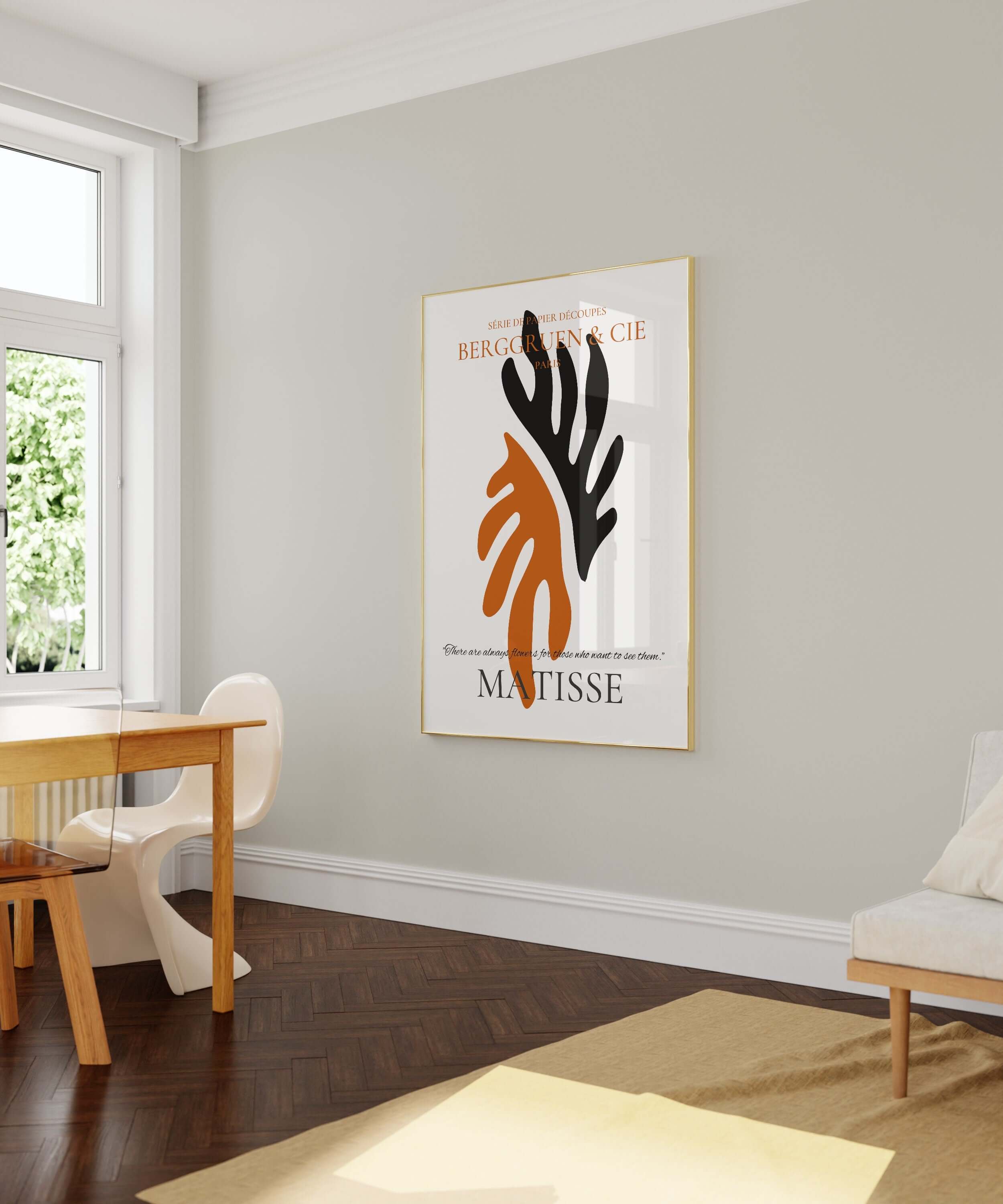 Henri Matisse - Leaf Poster Papier Decoupes | Exhibition Poster in Burnt Orange and Black Famous Painting (available framed or unframed) - 9ArtPrints