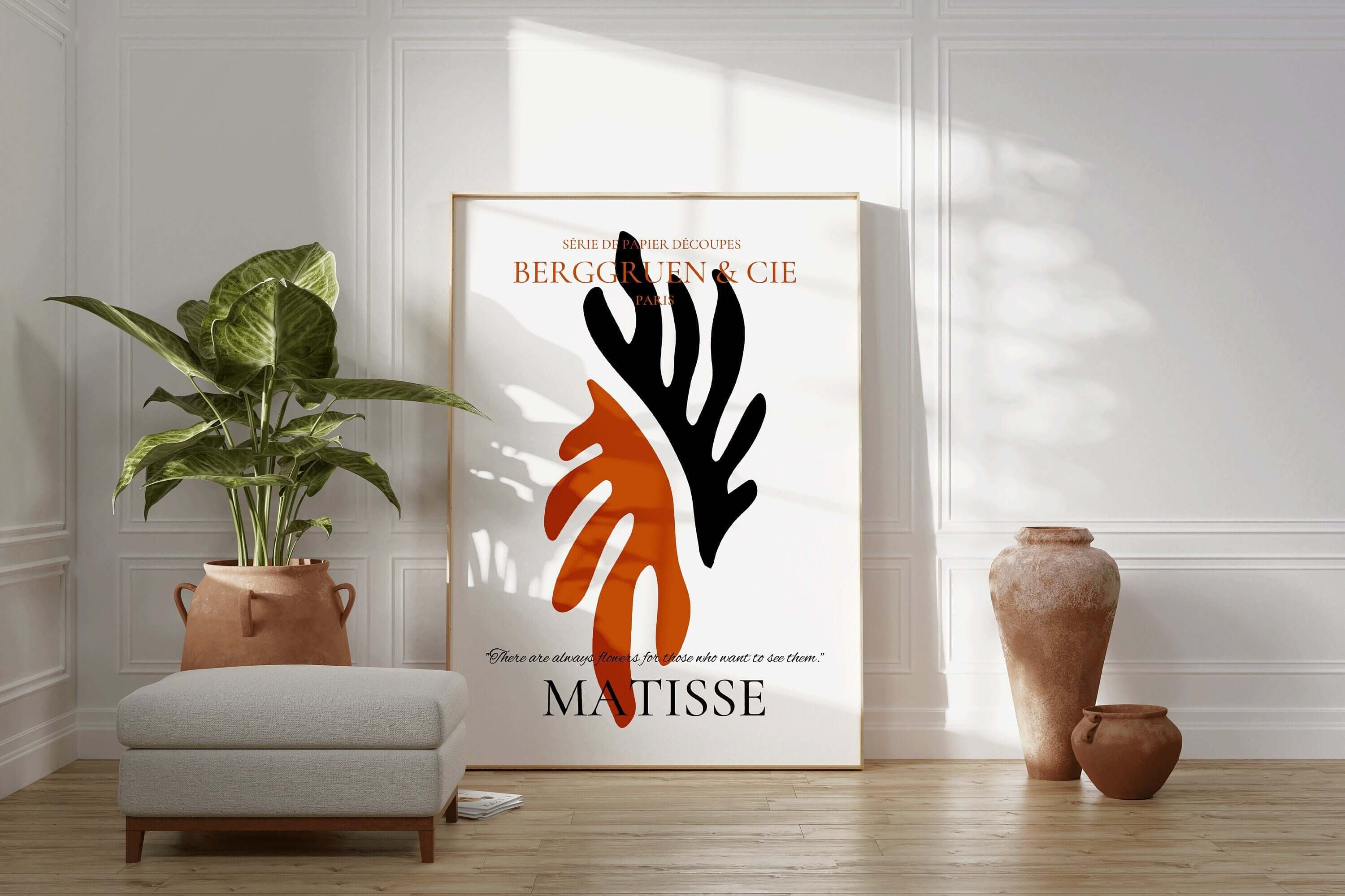 Henri Matisse - Leaf Poster Papier Decoupes | Exhibition Poster in Burnt Orange and Black Famous Painting (available framed or unframed) - 9ArtPrints