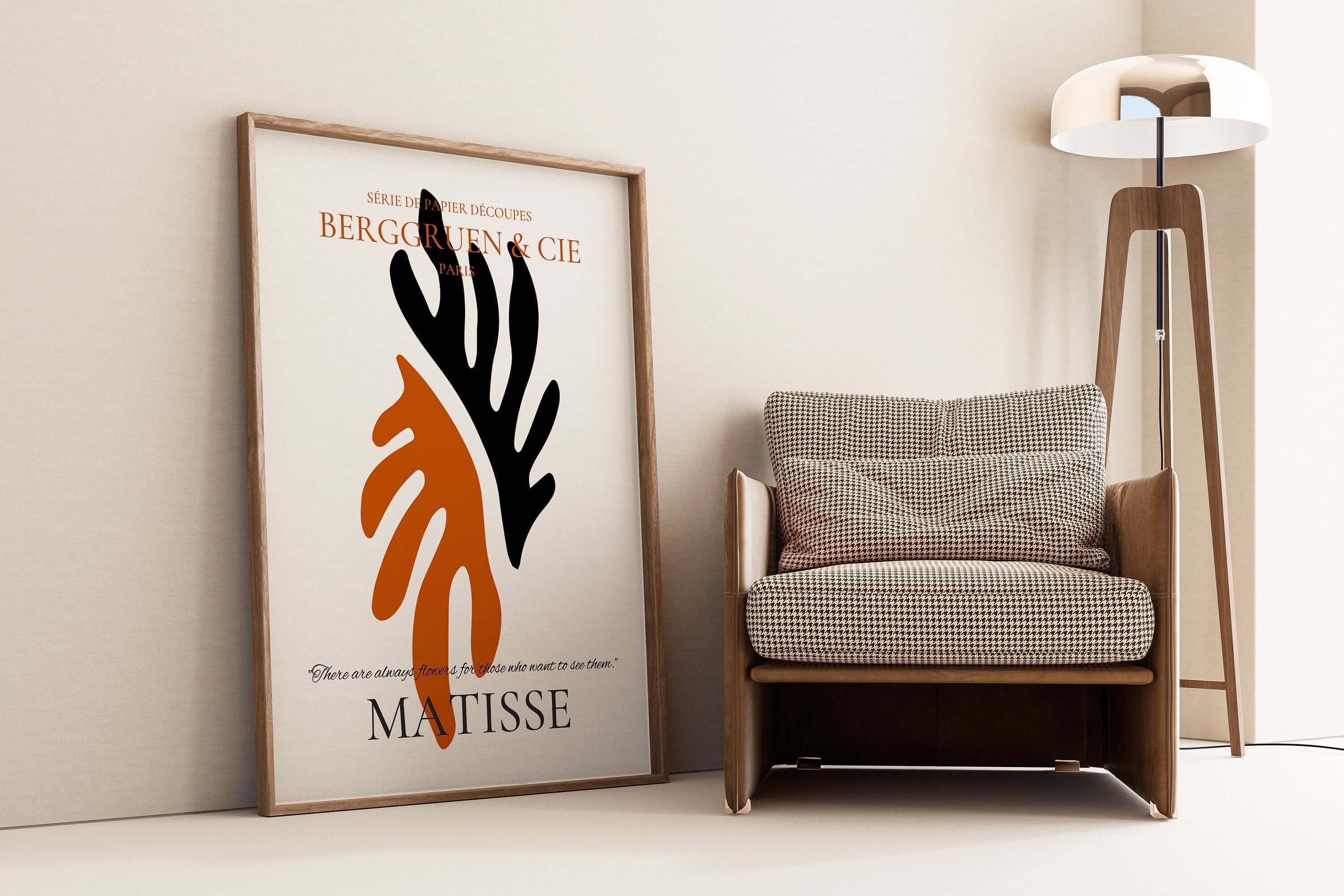 Henri Matisse - Leaf Poster Papier Decoupes | Exhibition Poster in Burnt Orange and Black Famous Painting (available framed or unframed) - 9ArtPrints