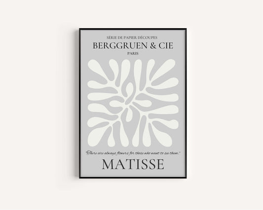 Henri Matisse - Leaf Poster Papier Decoupes | Exhibition Poster in Grey Famous Painting (available framed or unframed) - 9ArtPrints