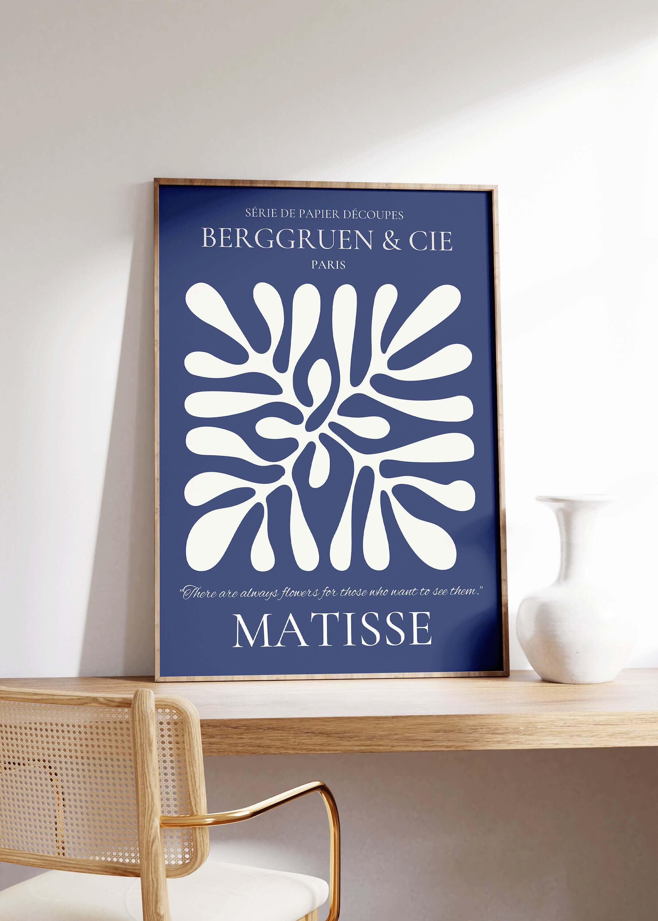 Henri Matisse - Leaf Poster Papier Decoupes | Exhibition Poster in Indigo (available framed or unframed) - 9ArtPrints