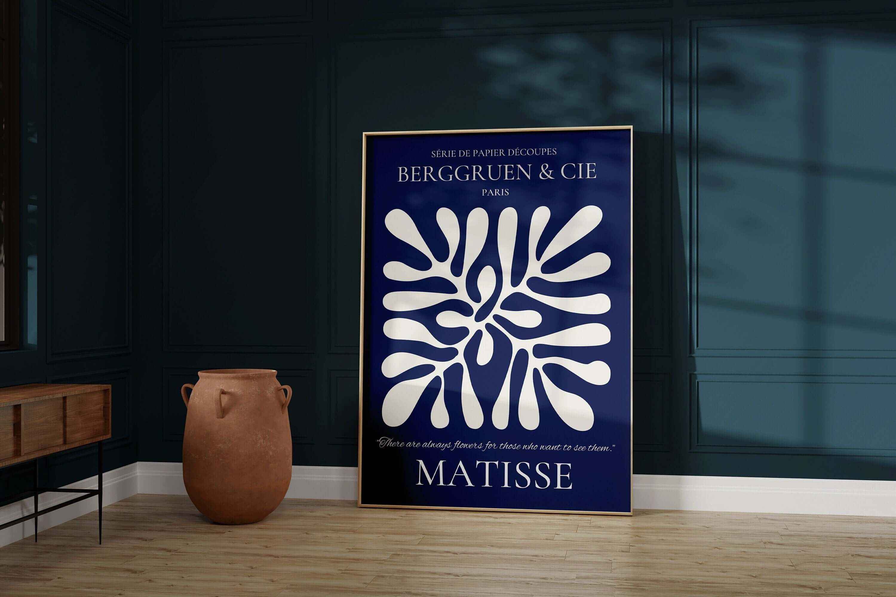 Henri Matisse - Leaf Poster Papier Decoupes | Exhibition Poster in Indigo (available framed or unframed) - 9ArtPrints