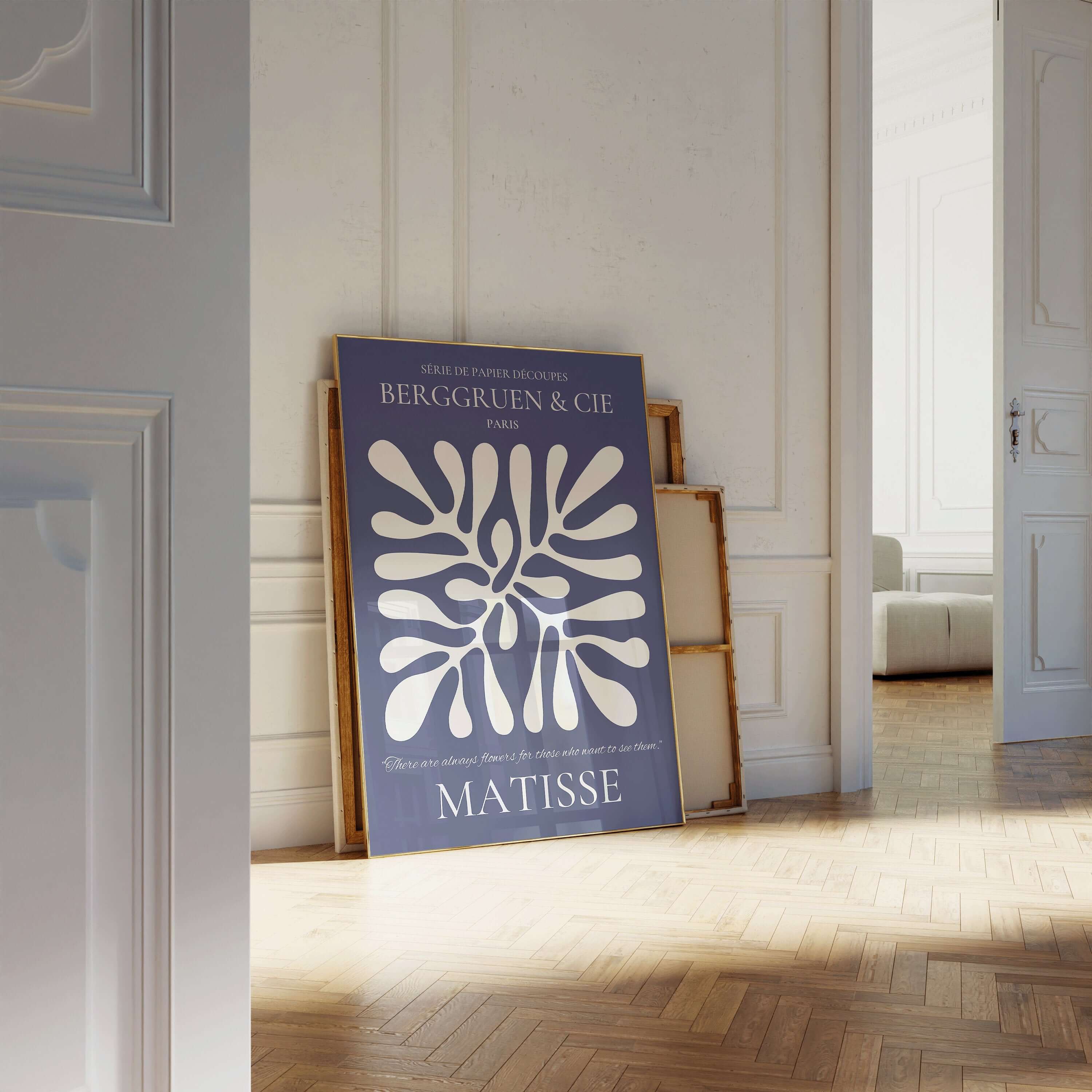 Henri Matisse - Leaf Poster Papier Decoupes | Exhibition Poster in Indigo (available framed or unframed) - 9ArtPrints