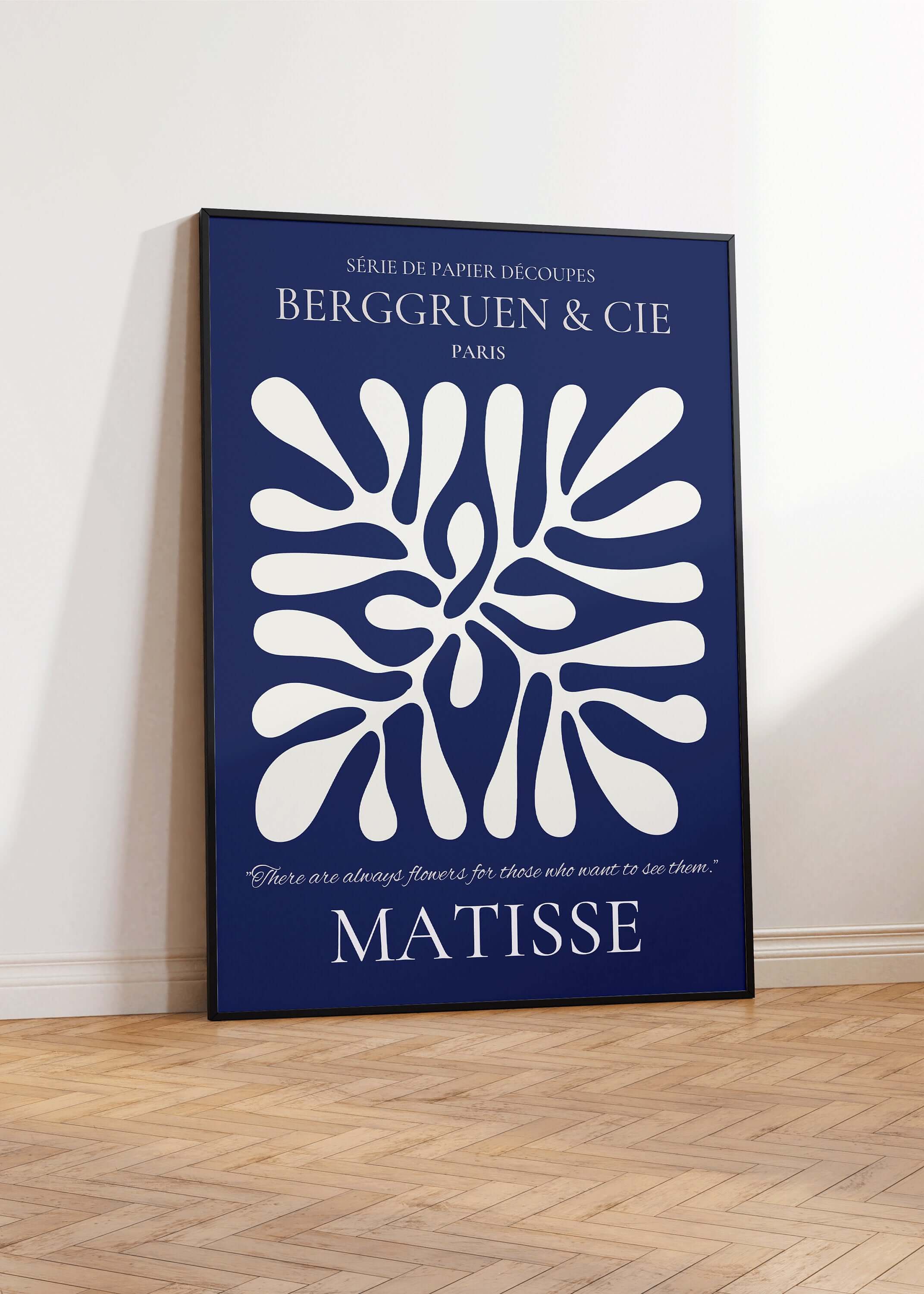 Henri Matisse - Leaf Poster Papier Decoupes | Exhibition Poster in Indigo (available framed or unframed) - 9ArtPrints