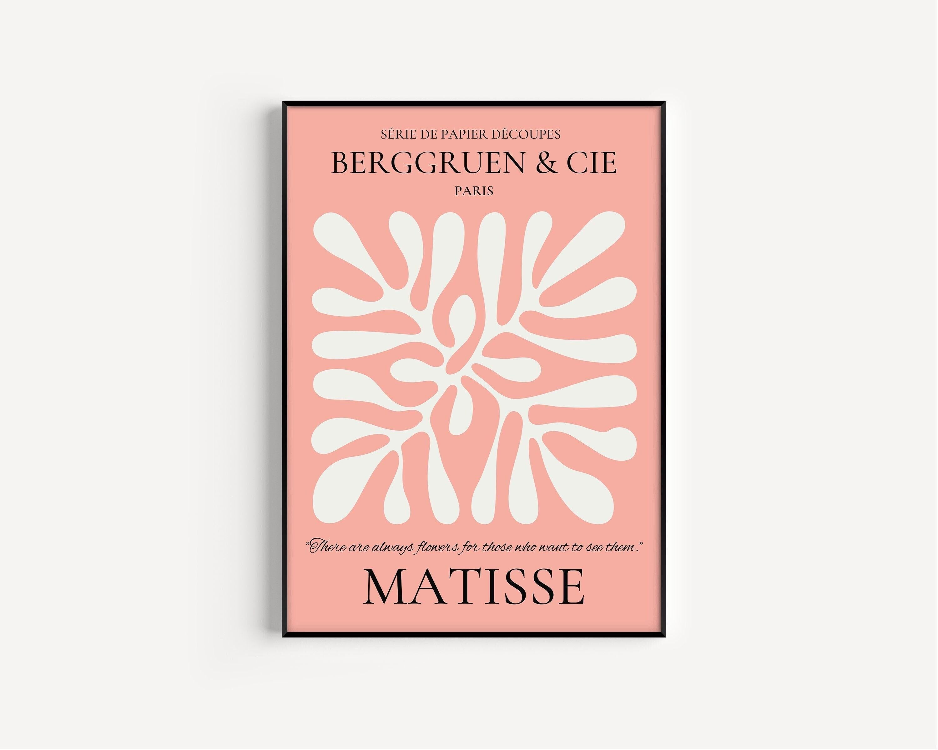 Henri Matisse - Leaf Poster Papier Decoupes | Exhibition Poster in Pink Famous Painting (available handframed or unframed) - 9ArtPrints