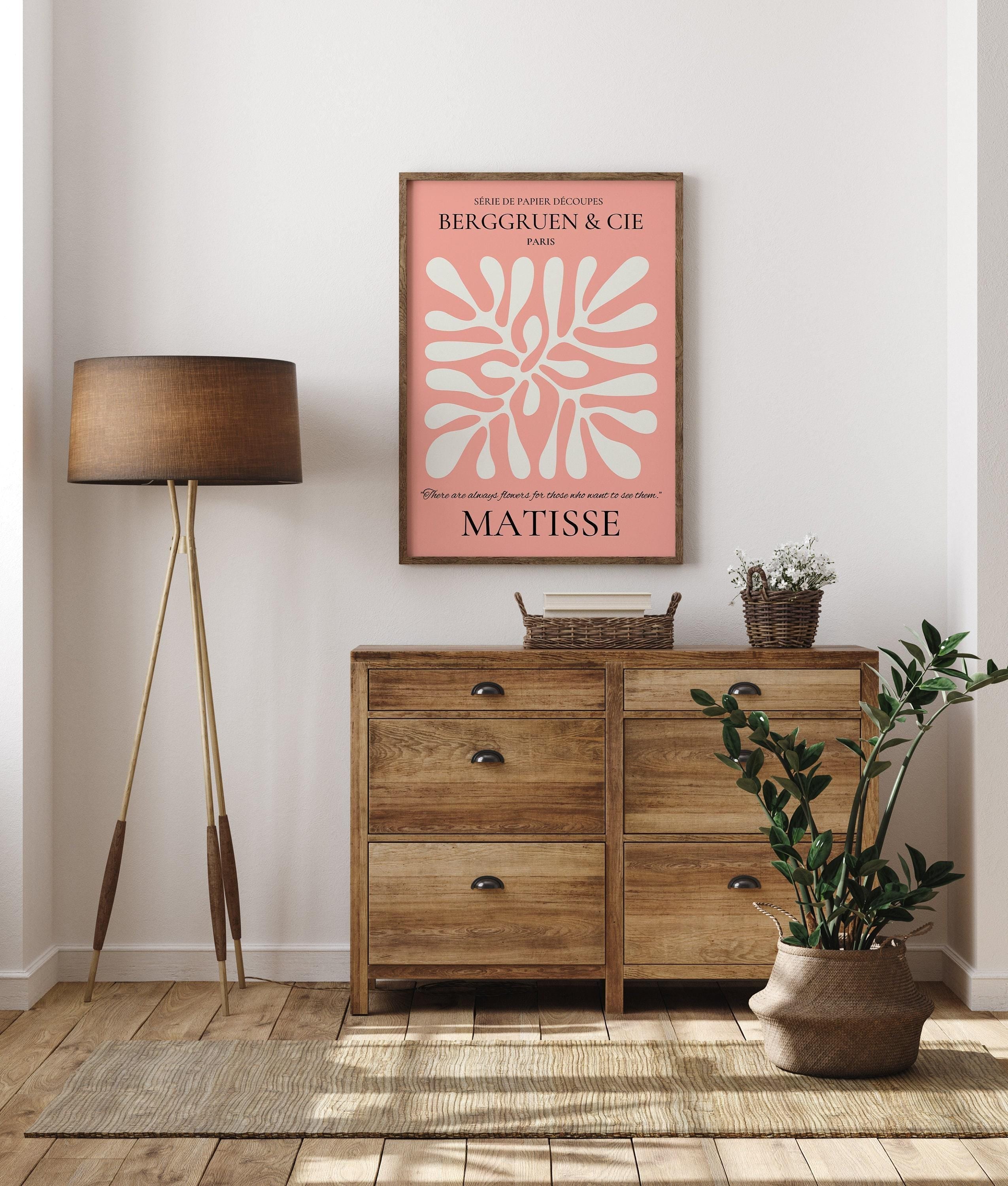 Henri Matisse - Leaf Poster Papier Decoupes | Exhibition Poster in Pink Famous Painting (available handframed or unframed) - 9ArtPrints