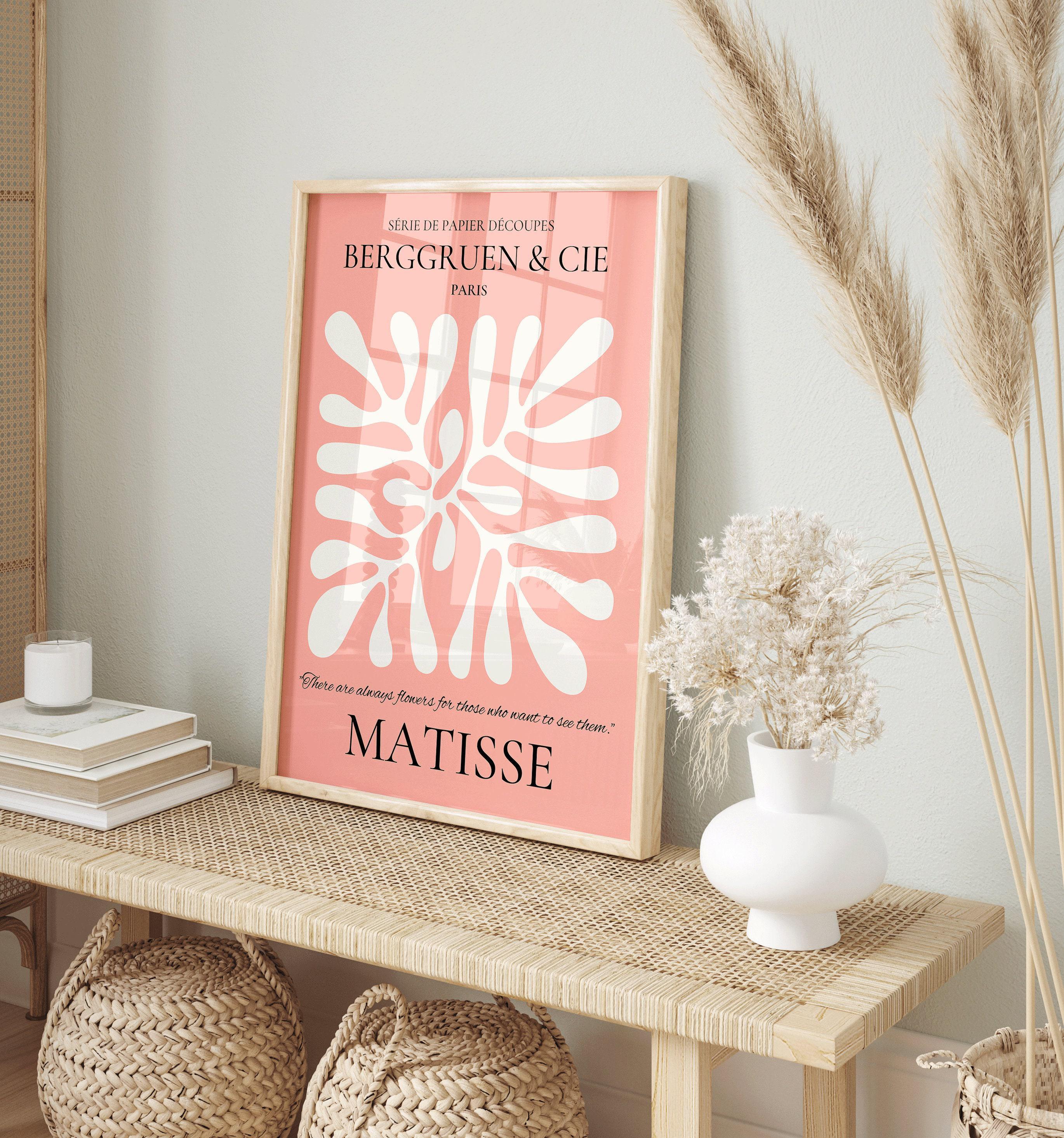Henri Matisse - Leaf Poster Papier Decoupes | Exhibition Poster in Pink Famous Painting (available handframed or unframed) - 9ArtPrints
