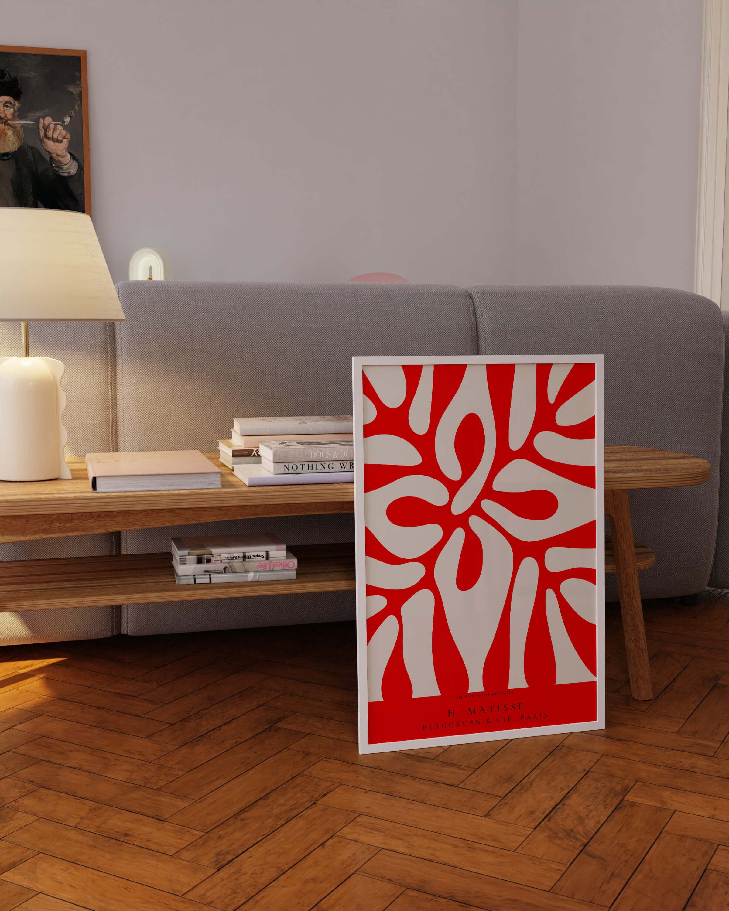 Henri Matisse - Leaf Poster Papier Decoupes | Exhibition Poster in Red Famous Painting (available framed or unframed) - 9ArtPrints