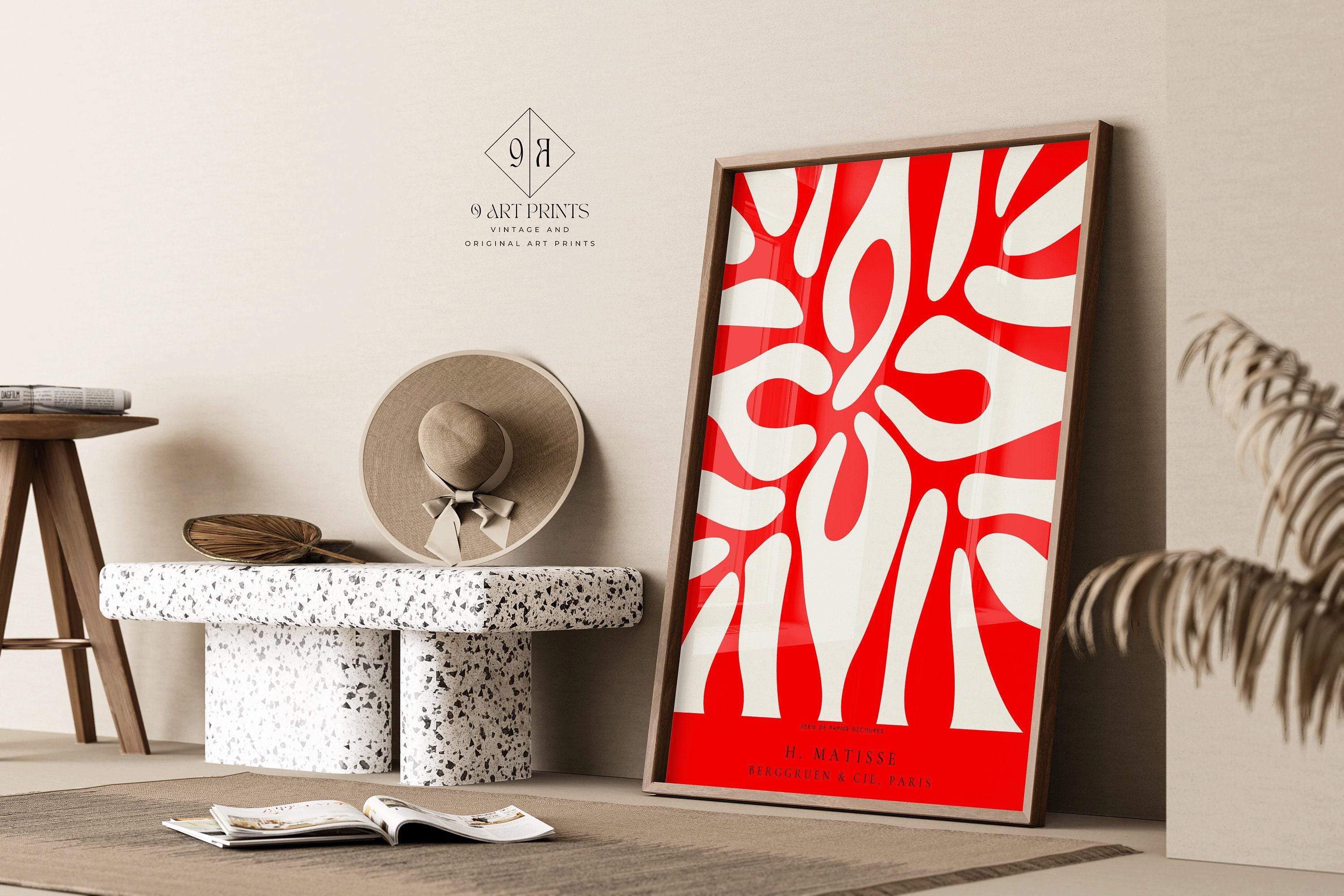 Henri Matisse - Leaf Poster Papier Decoupes | Exhibition Poster in Red Famous Painting (available handframed or unframed) - 9ArtPrints