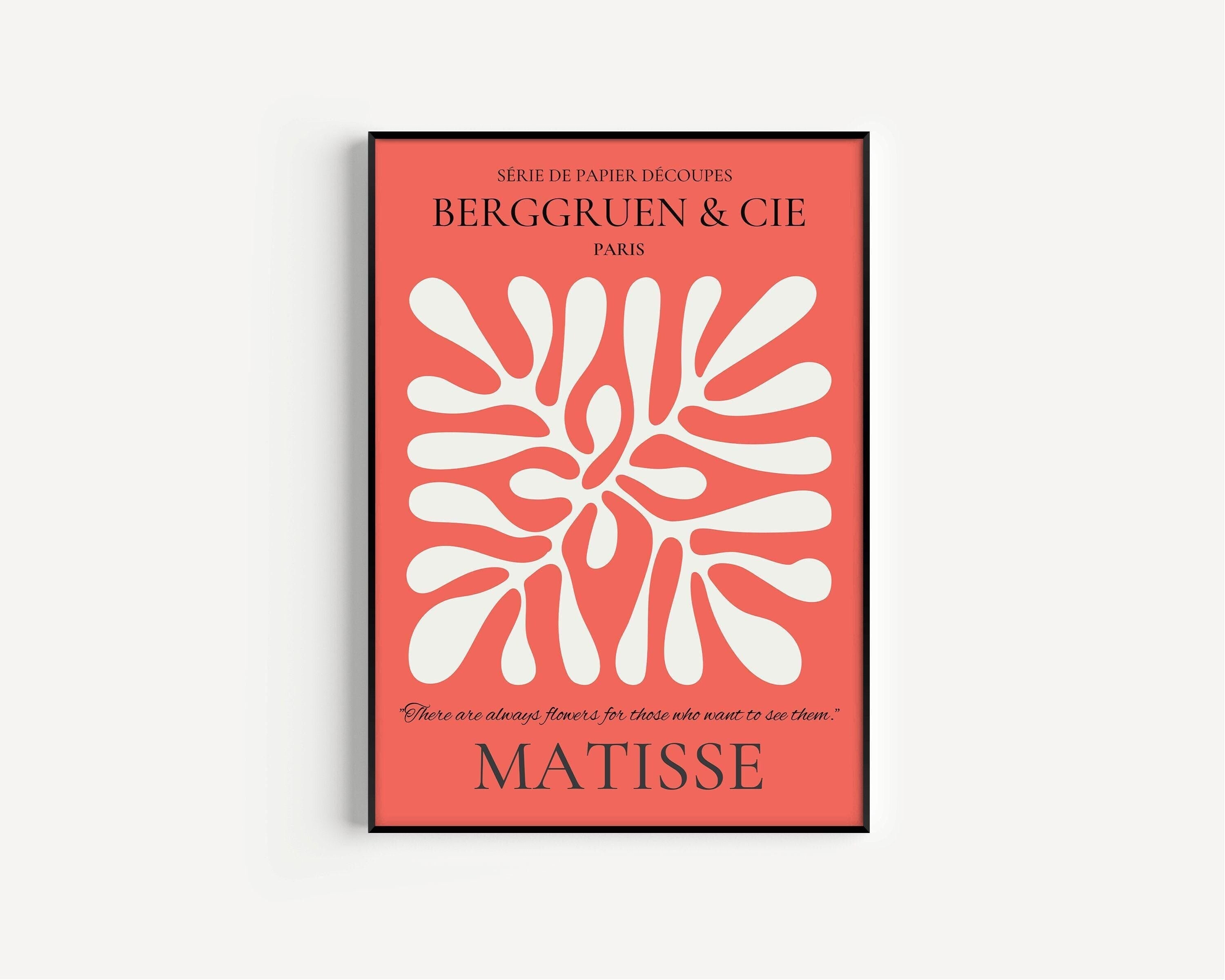 Henri Matisse - Leaf Poster Papier Decoupes | Exhibition Poster in Red Famous Painting (available handframed or unframed) - 9ArtPrints