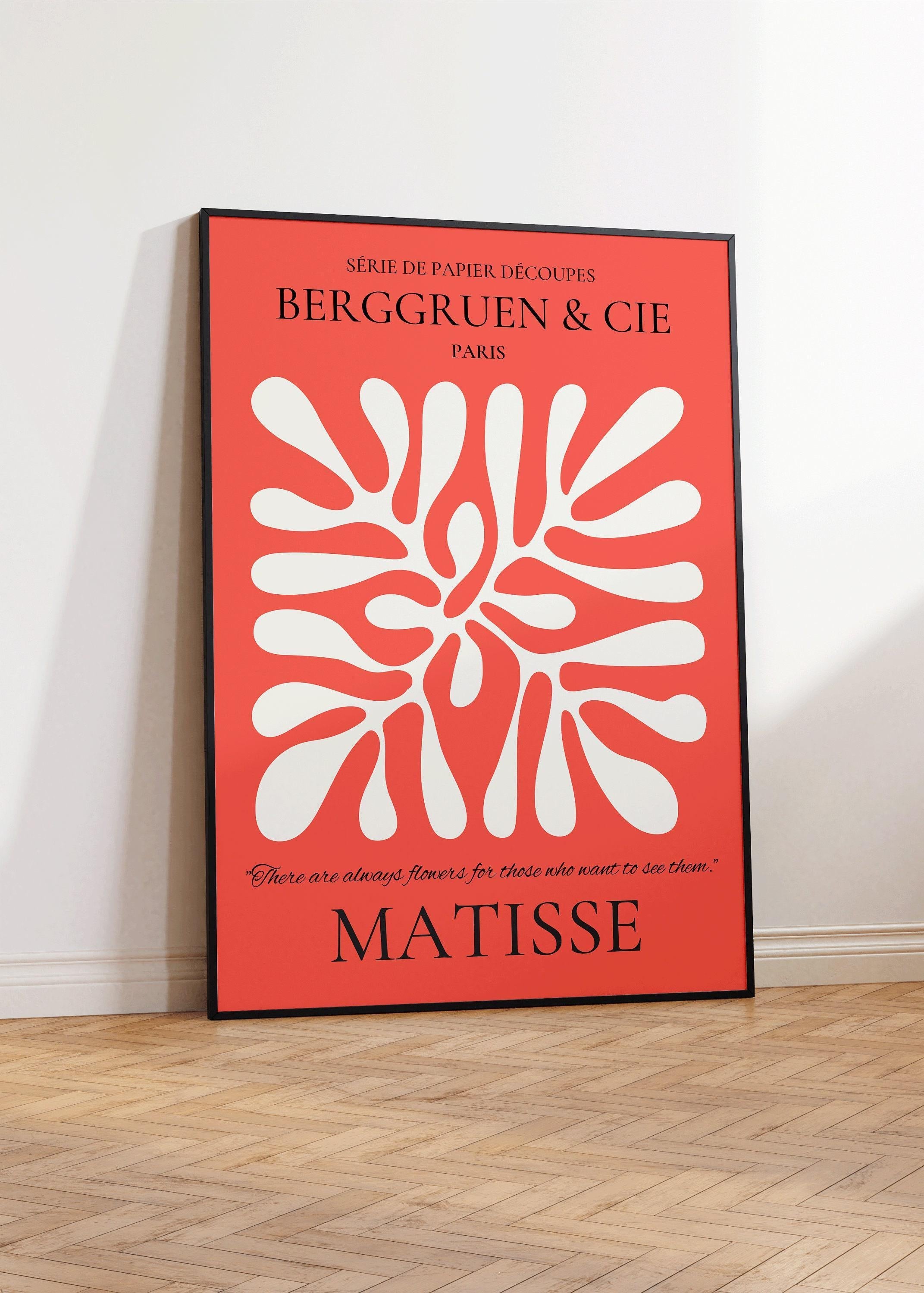 Henri Matisse - Leaf Poster Papier Decoupes | Exhibition Poster in Red Famous Painting (available handframed or unframed) - 9ArtPrints