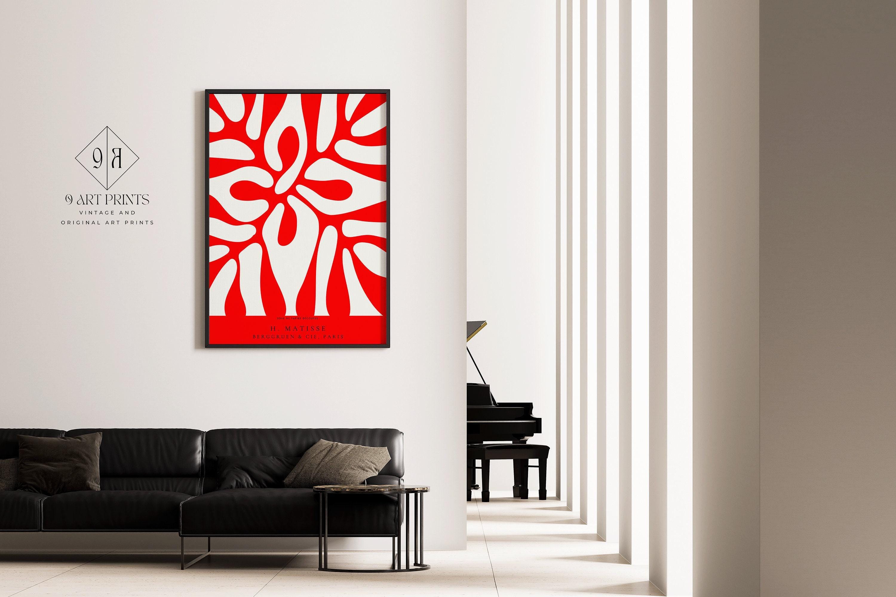 Henri Matisse - Leaf Poster Papier Decoupes | Exhibition Poster in Red Famous Painting (available handframed or unframed) - 9ArtPrints