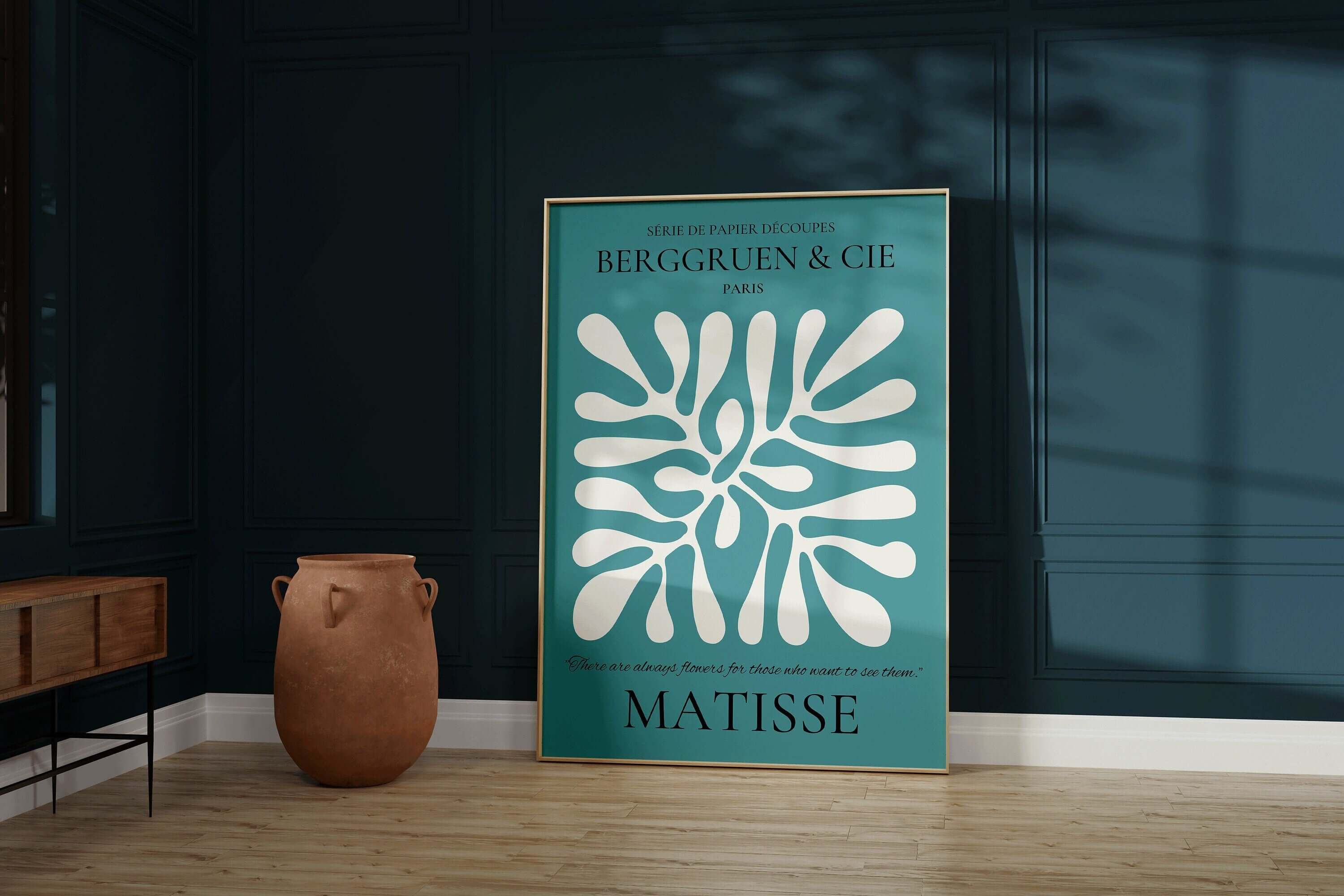 Henri Matisse - Leaf Poster Papier Decoupes | Exhibition Poster in Teal Famous Painting (available framed or unframed) - 9ArtPrints