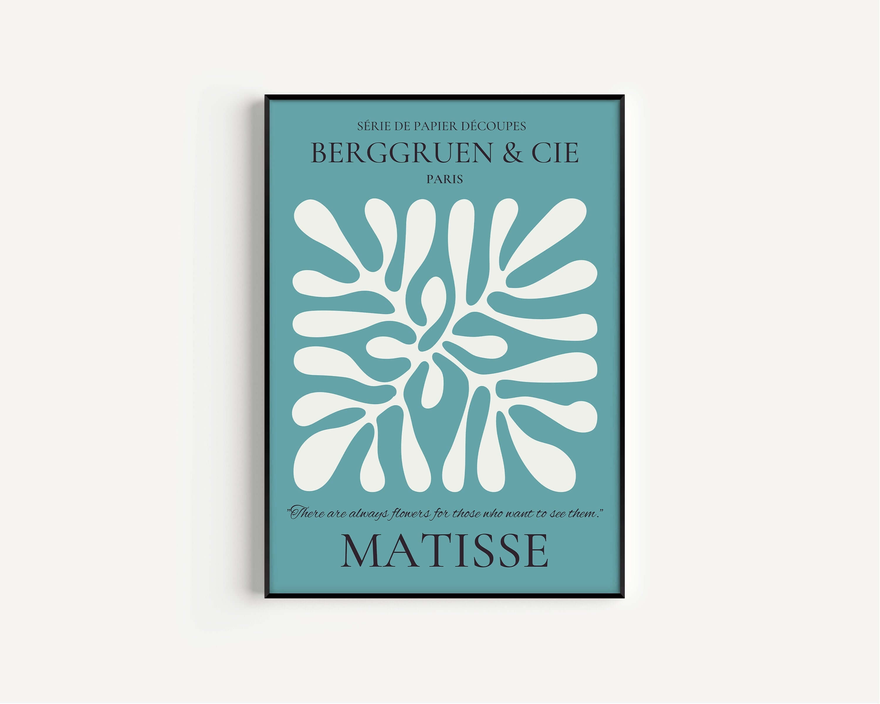 Henri Matisse - Leaf Poster Papier Decoupes | Exhibition Poster in Teal Famous Painting (available framed or unframed) - 9ArtPrints