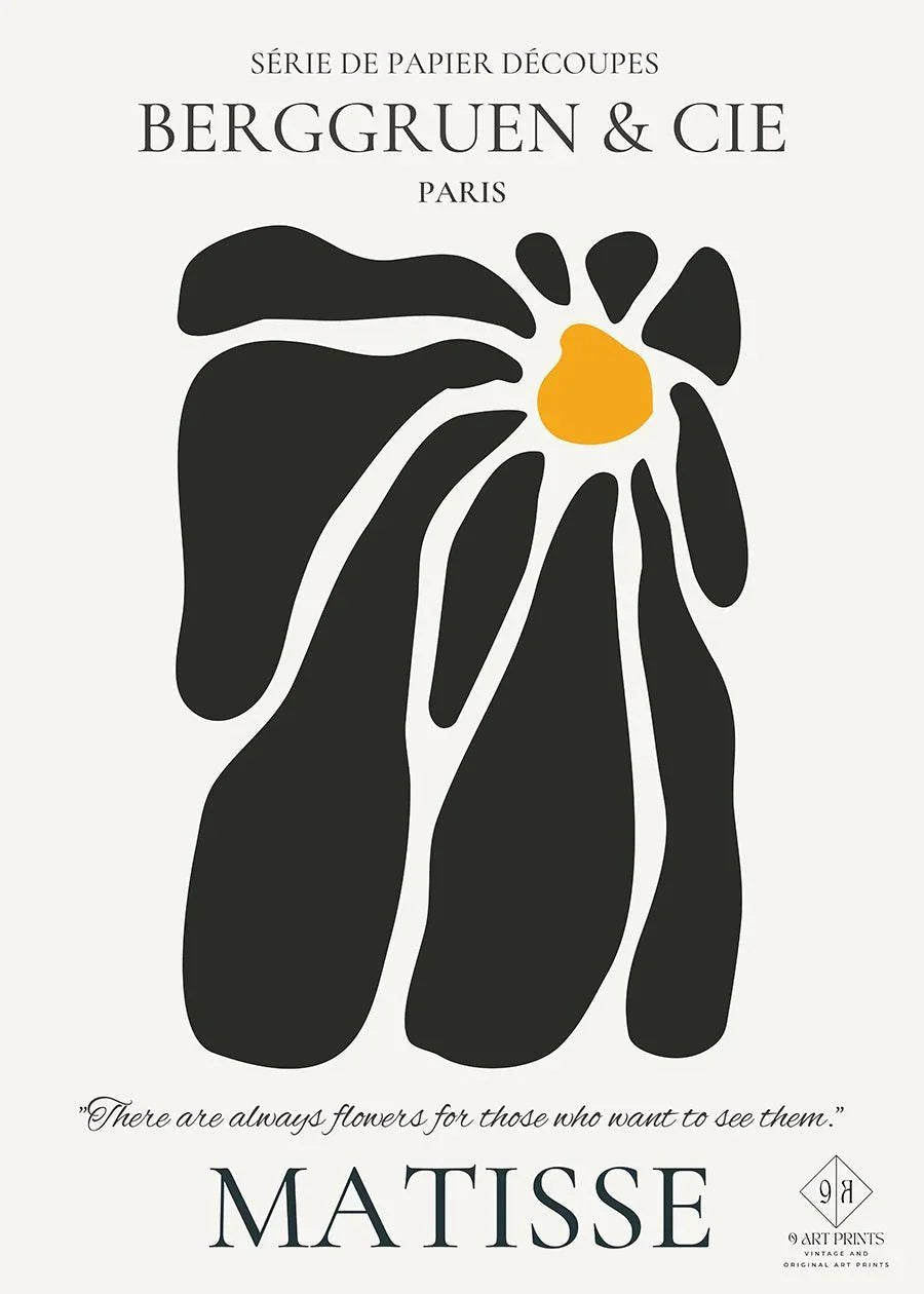 Henri Matisse - Papier Decoupes Black Flower | Famous Painting (available handframed or unframed) - 9ArtPrints