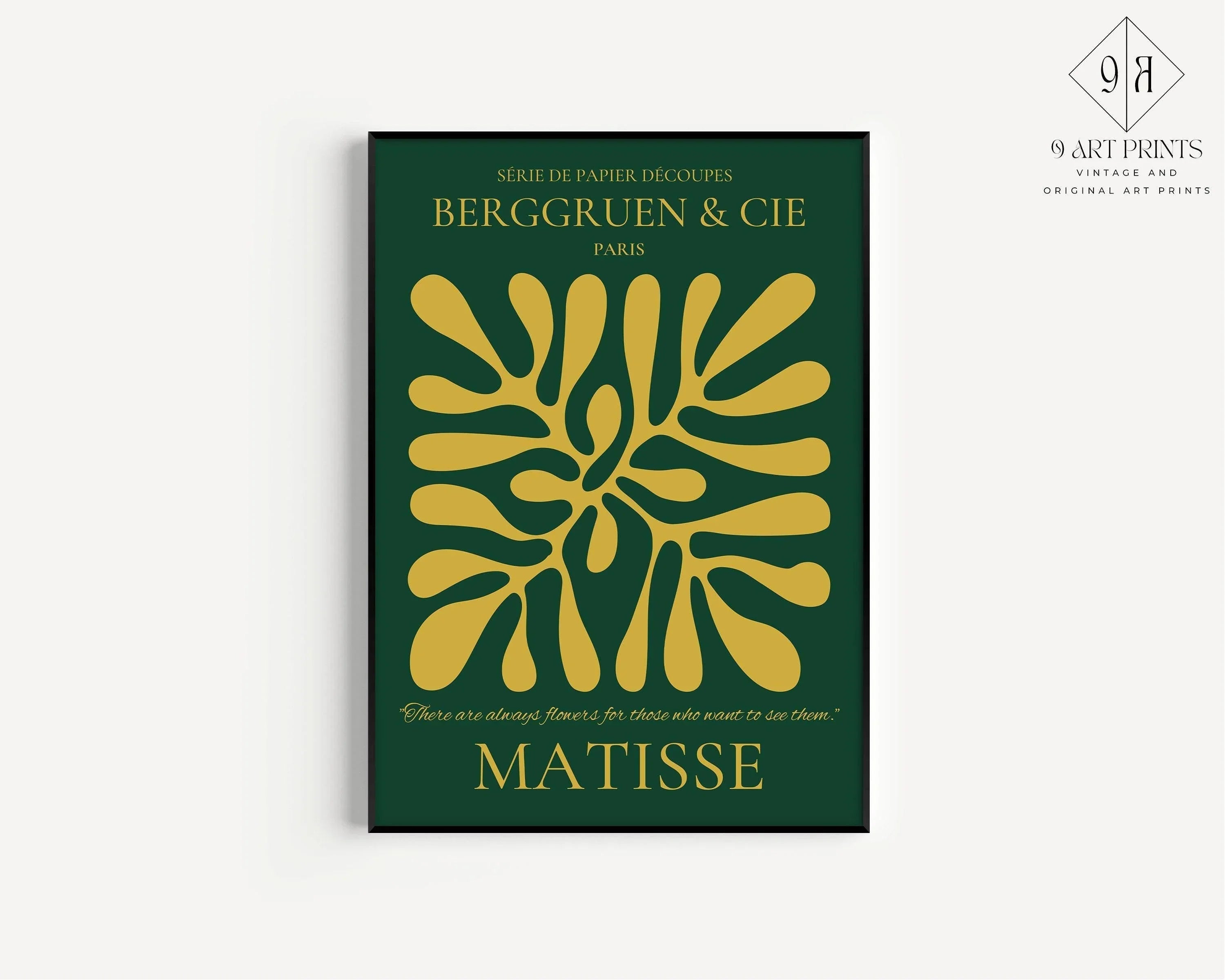 Henri Matisse 'Papier Decoupes' Exhibition Poster: Forest Green & Gold - 9ArtPrints