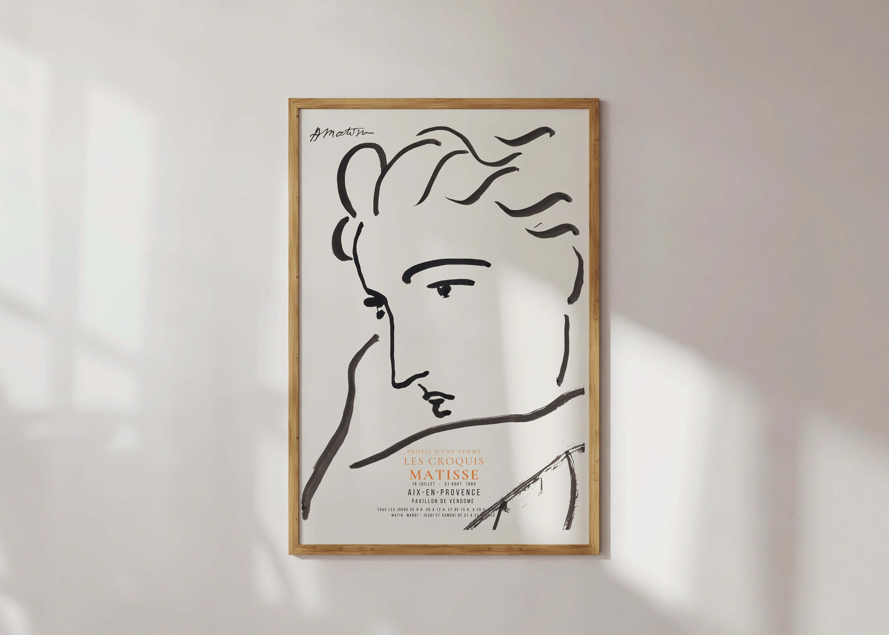 Henri Matisse - Profile of a Woman | Famous Sketch Art (available framed or unframed) - 9ArtPrints