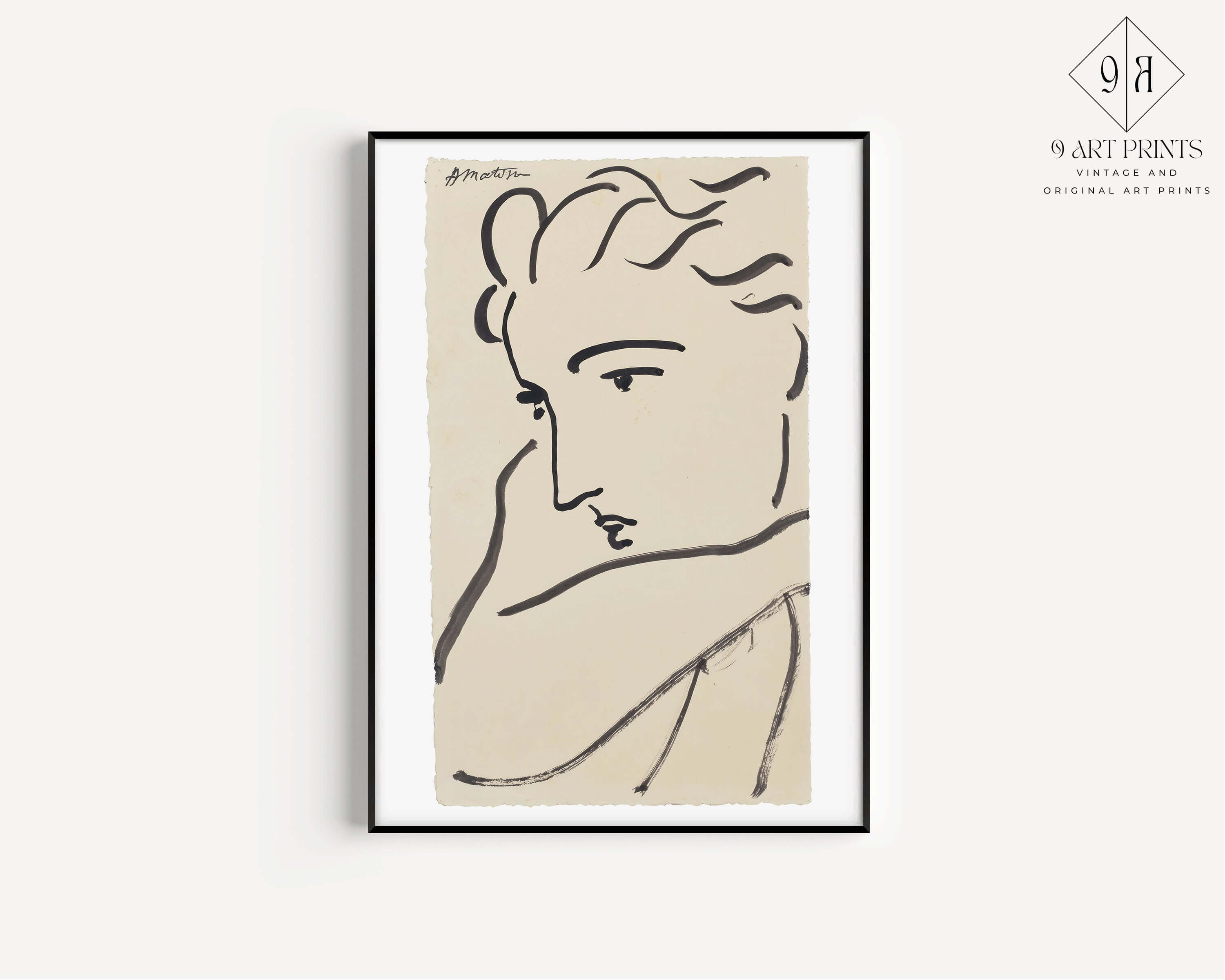 Henri Matisse - Profile of a Woman | Famous Sketch Art (available framed or unframed) - 9ArtPrints