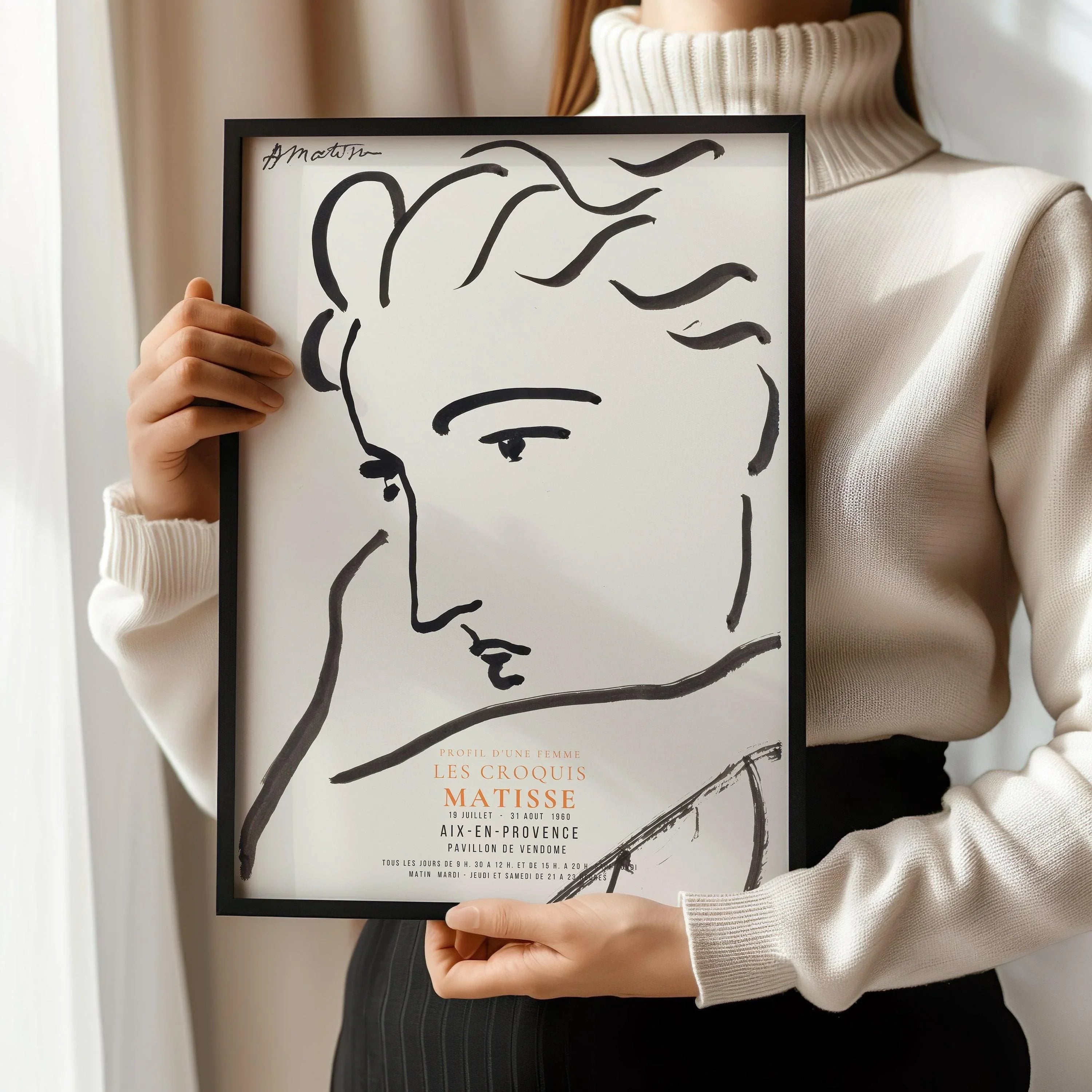 Henri Matisse - Profile of a Woman | Famous Sketch Art (available handframed or unframed) - 9ArtPrints