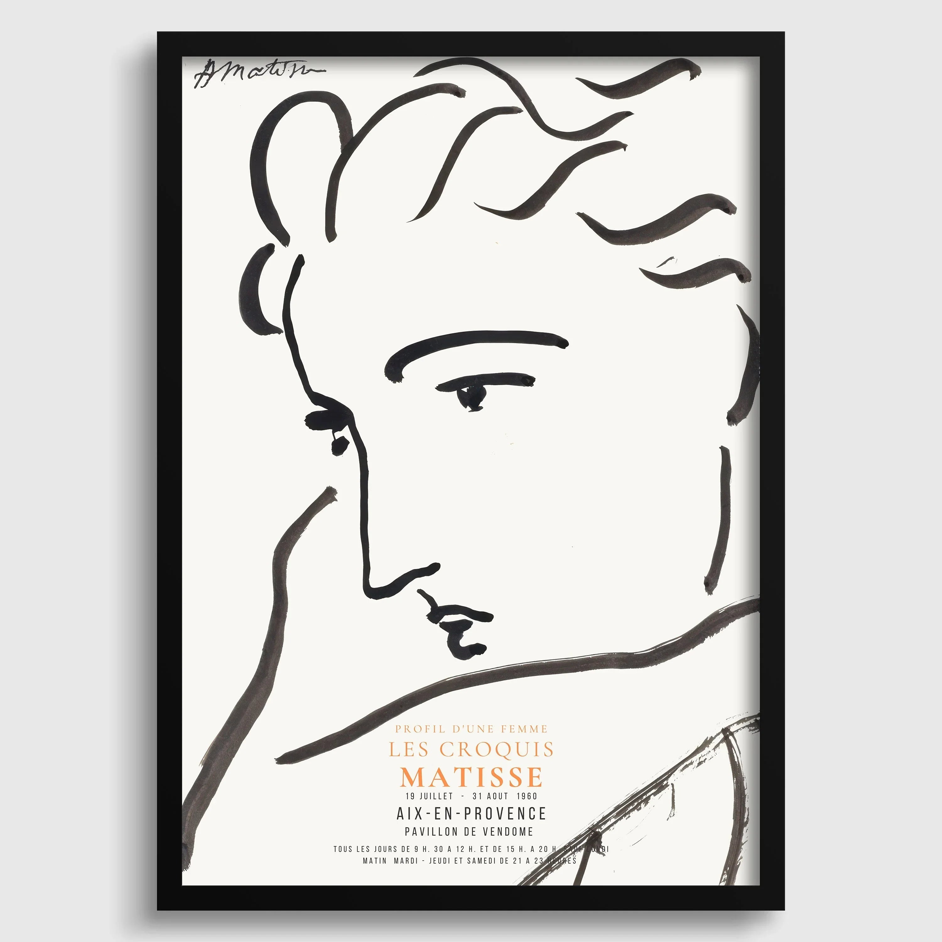 Henri Matisse - Profile of a Woman | Famous Sketch Art (available handframed or unframed) - 9ArtPrints