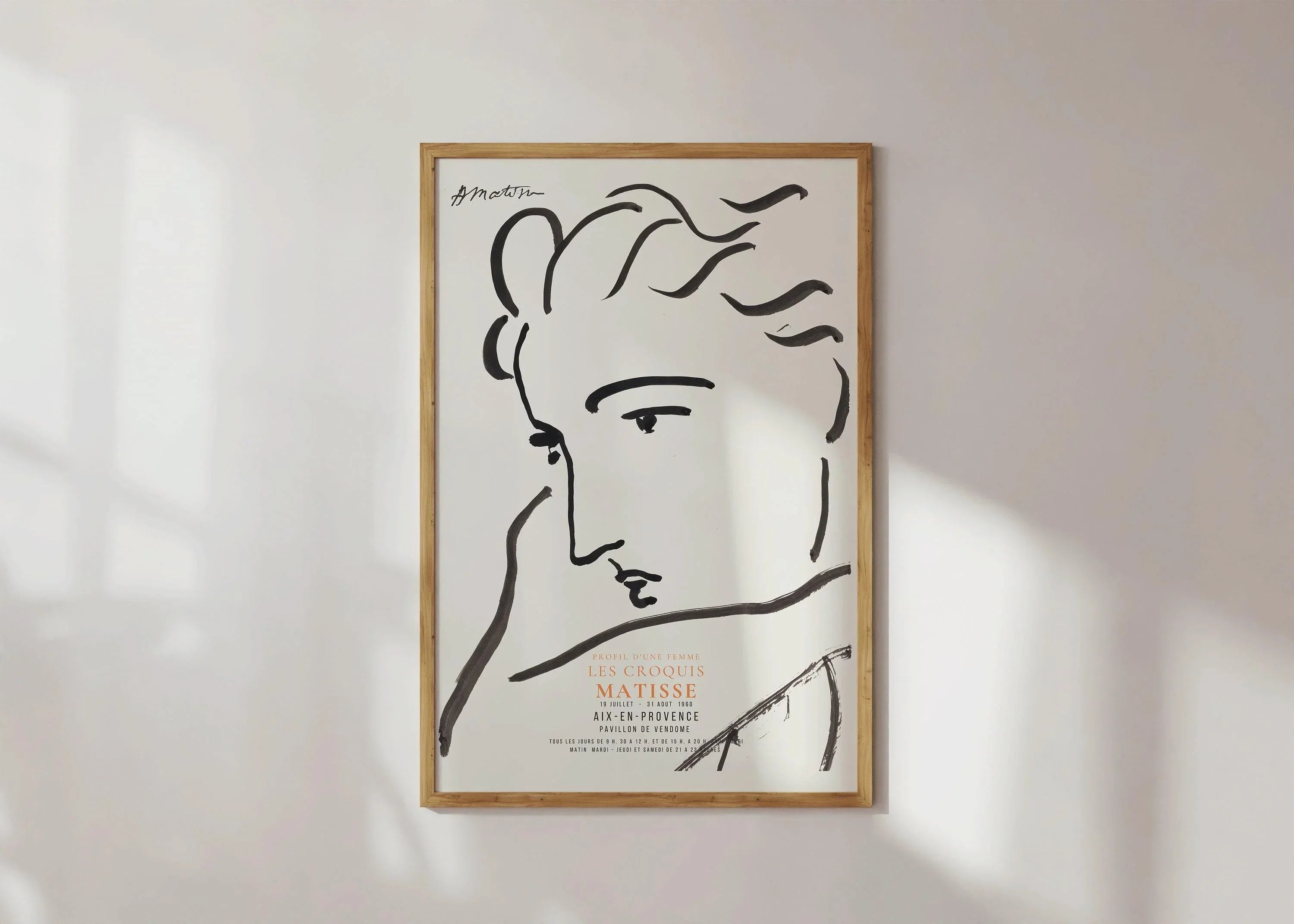 Henri Matisse - Profile of a Woman | Famous Sketch Art (available handframed or unframed) - 9ArtPrints