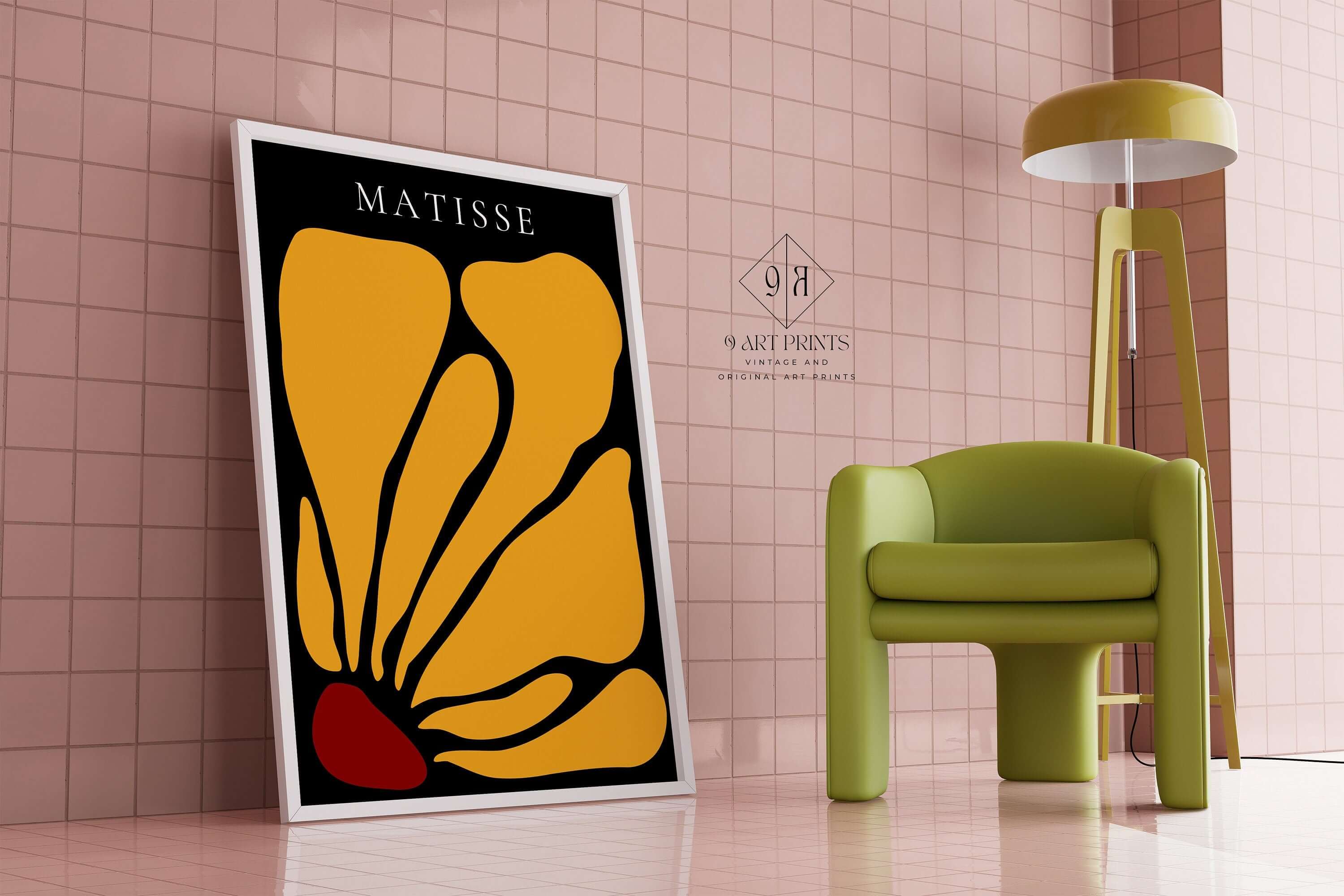 Henri Matisse - Red Yellow Black Flower | Exhibition Poster Papier Decoupes (available framed or unframed) - 9ArtPrints