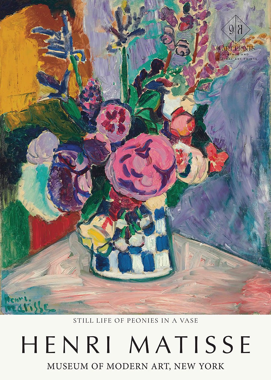 Henri Matisse - Still Life with Peonies | Famous Painting (available handframed or unframed) - 9ArtPrints