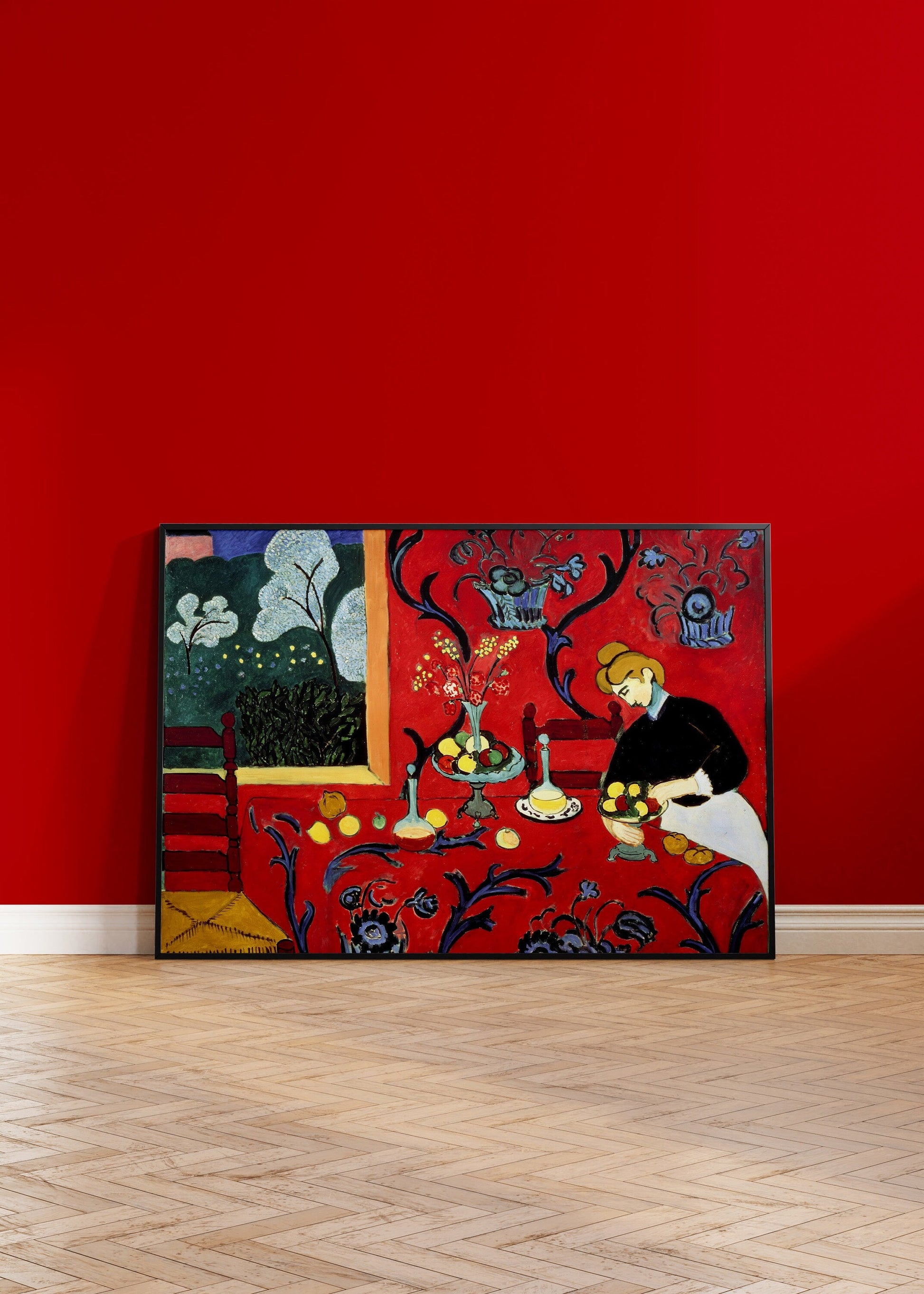 Henri Matisse - The Dessert; Harmony in Red (1907) | Famous Painting (available unframed or framed ready to hang) - 9ArtPrints