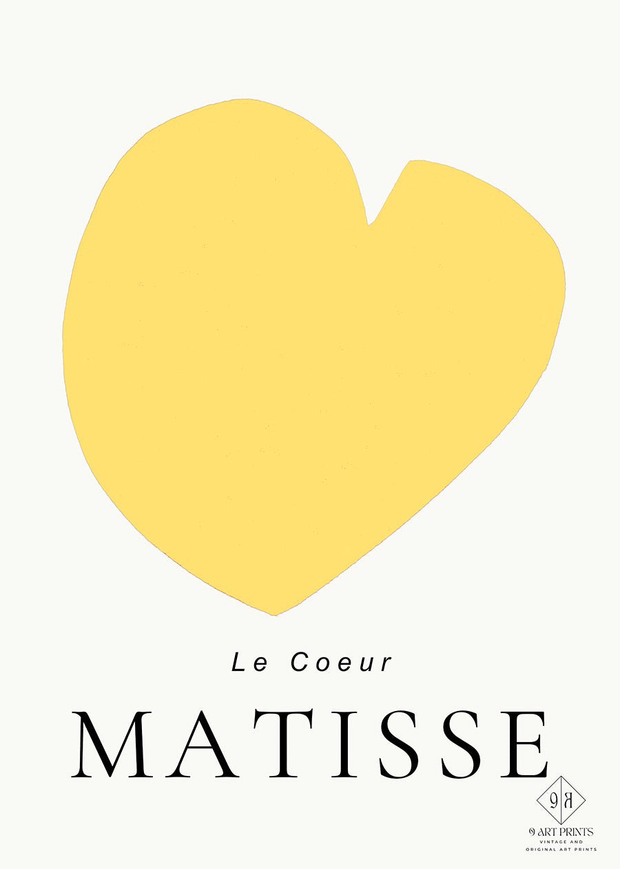 Henri Matisse - The Heart (Le Coeur) | Famous Art in Lemon Yellow (available handframed or unframed) - 9ArtPrints