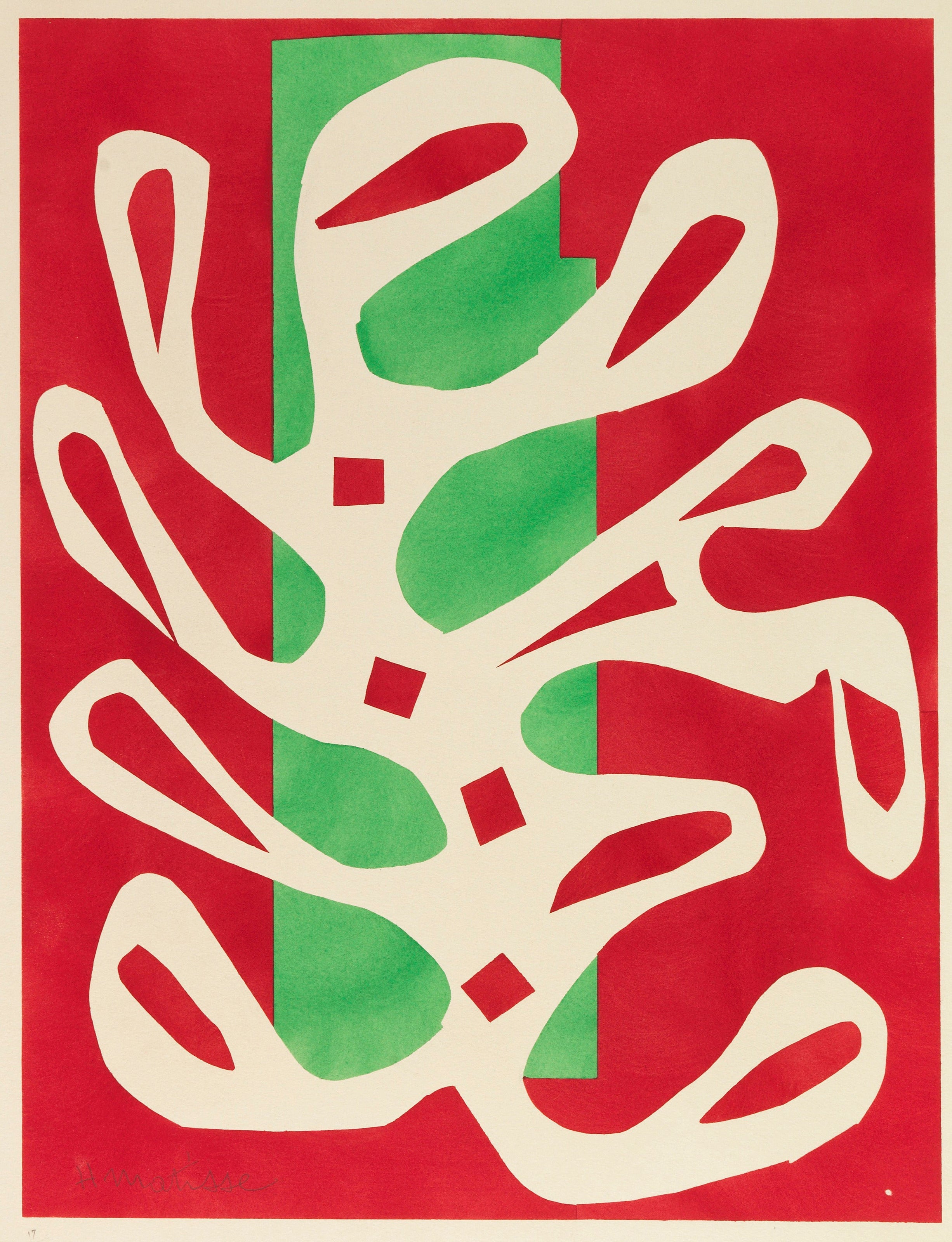 Henri Matisse — White Algae on Red and Green Ground | Papiers Découpés Fine Art Print - 9ArtPrints