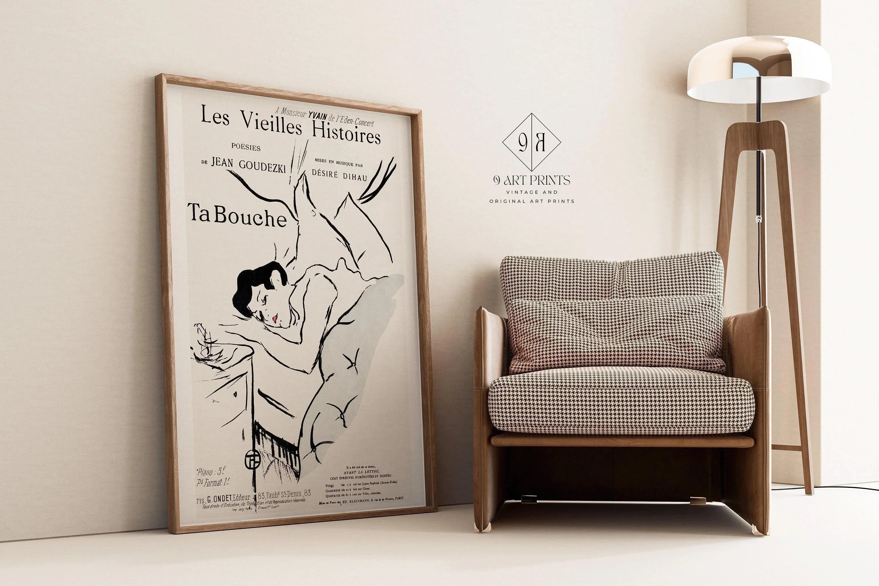 Henri Toulouse Lautrec - Ta Bouche | Famous Sketch Neutral Art Poster (available handframed or unframed) - 9ArtPrints