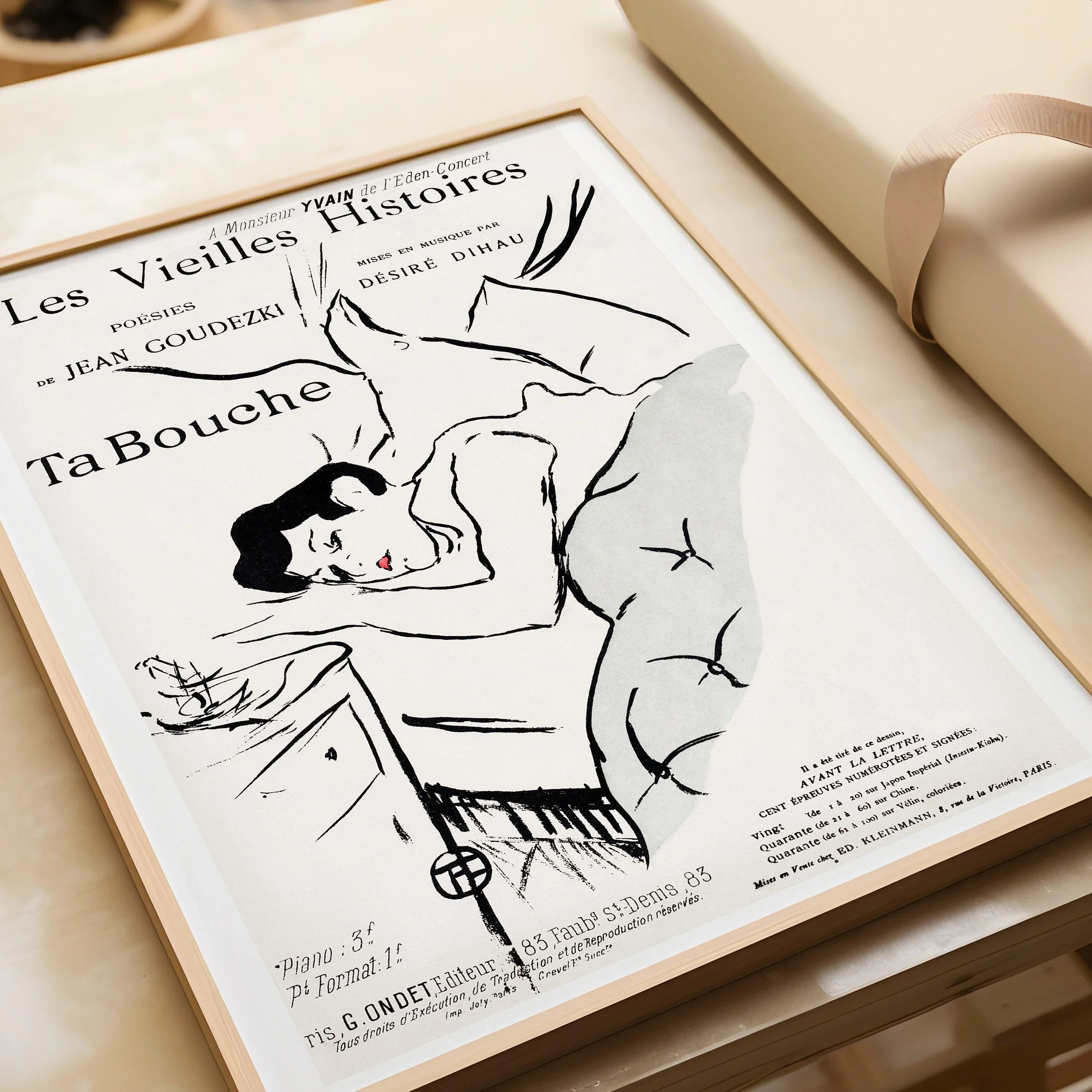 Henri Toulouse Lautrec - Ta Bouche | Famous Sketch Neutral Art Poster (available handframed or unframed) - 9ArtPrints